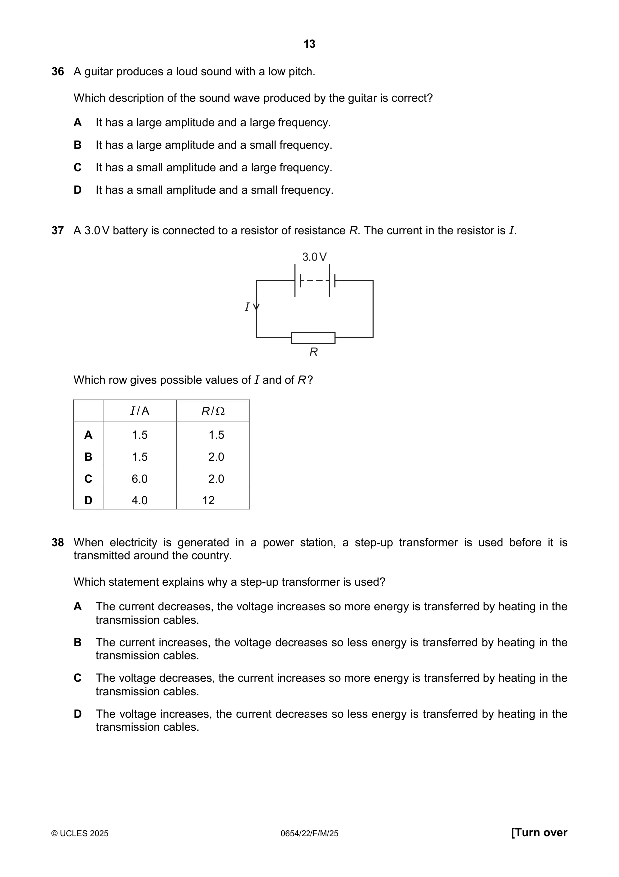 Cambridge IGCSE Sciences - Co-ordinated (Double) 0654 2025 Feb/March Paper 2 · Variant 2 question paper, page 13 of 16