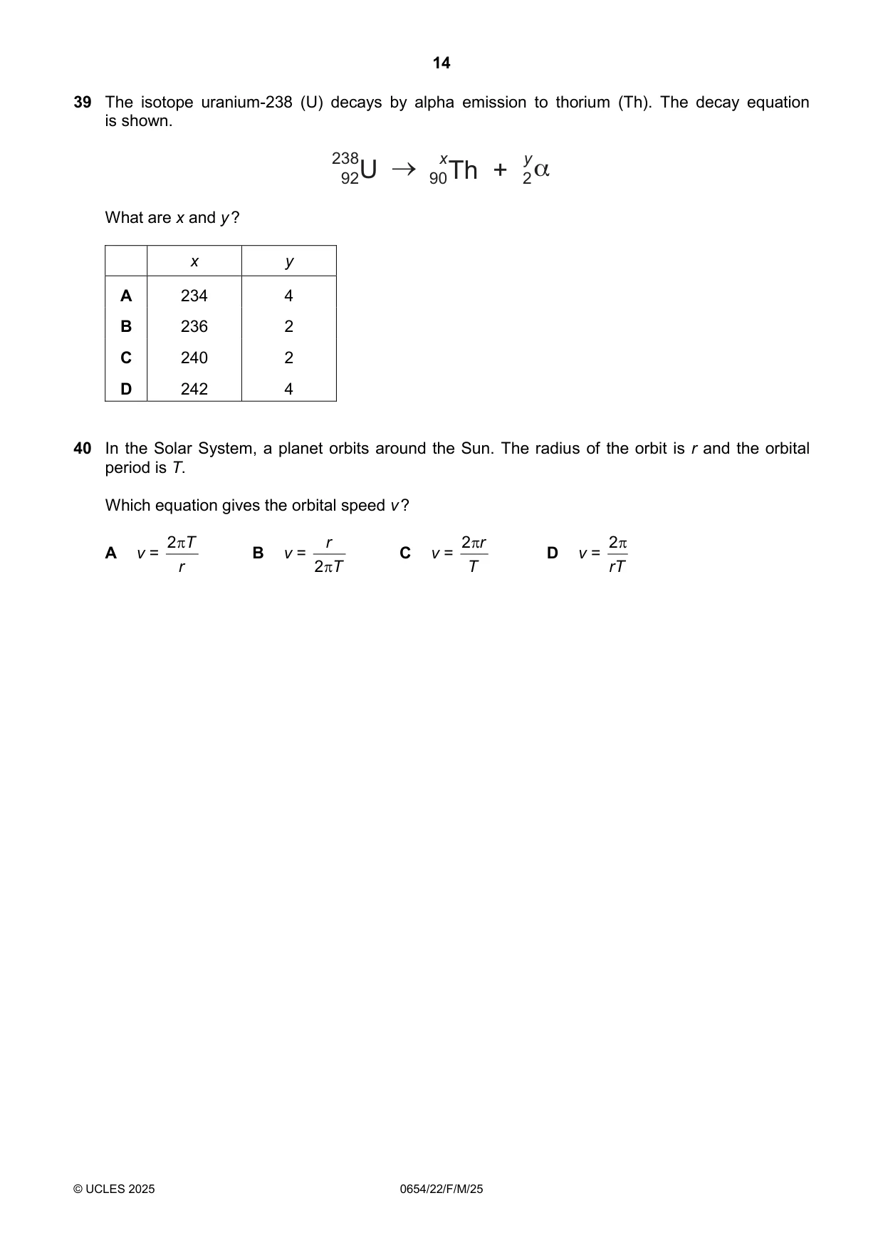 Cambridge IGCSE Sciences - Co-ordinated (Double) 0654 2025 Feb/March Paper 2 · Variant 2 question paper, page 14 of 16