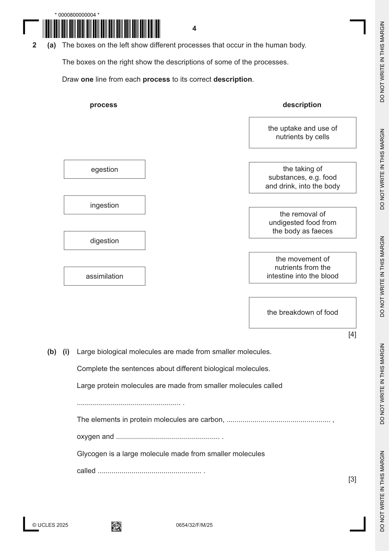 Cambridge IGCSE Sciences - Co-ordinated (Double) 0654 2025 Feb/March Paper 3 · Variant 2 question paper, page 4 of 28