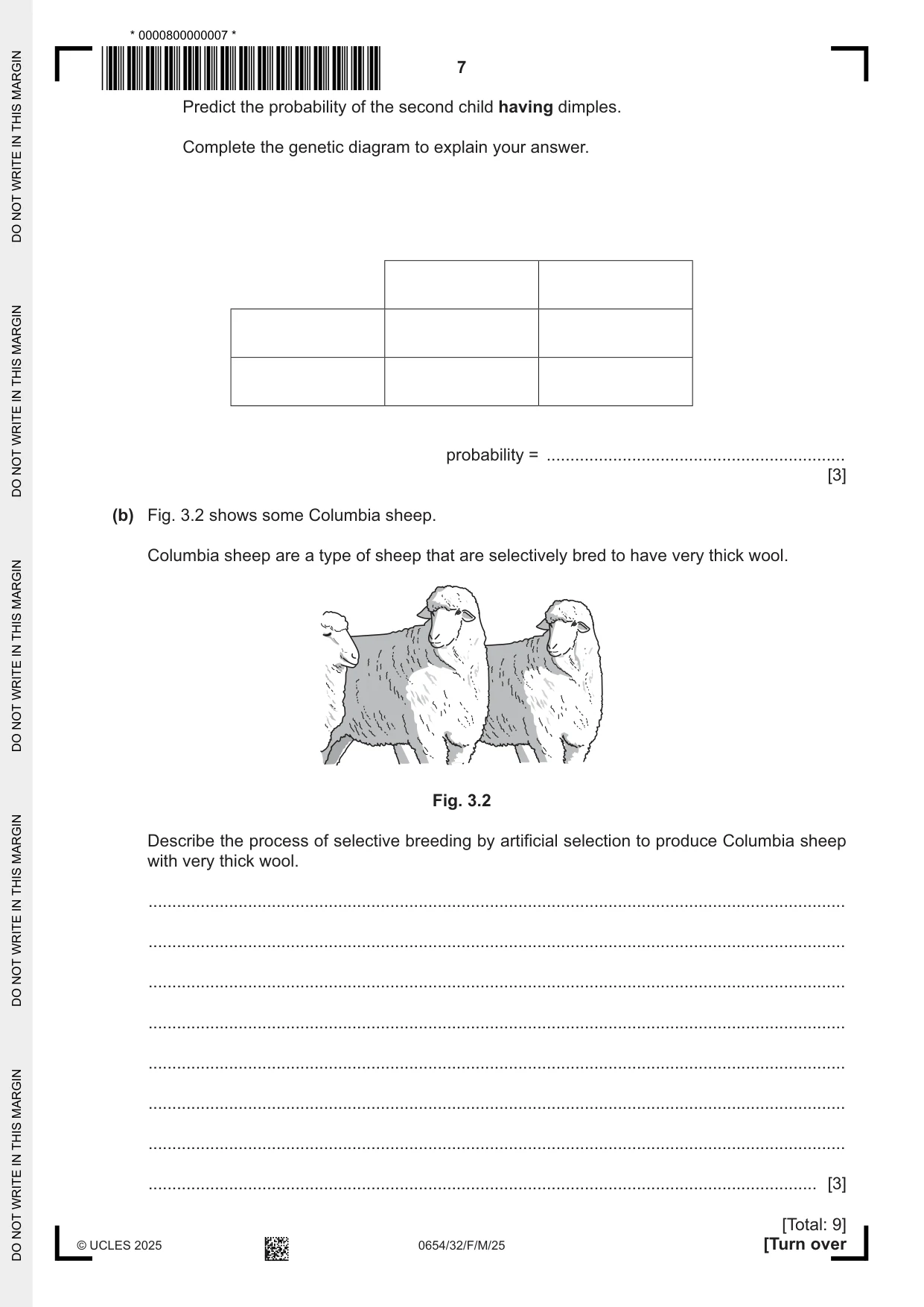 Cambridge IGCSE Sciences - Co-ordinated (Double) 0654 2025 Feb/March Paper 3 · Variant 2 question paper, page 7 of 28