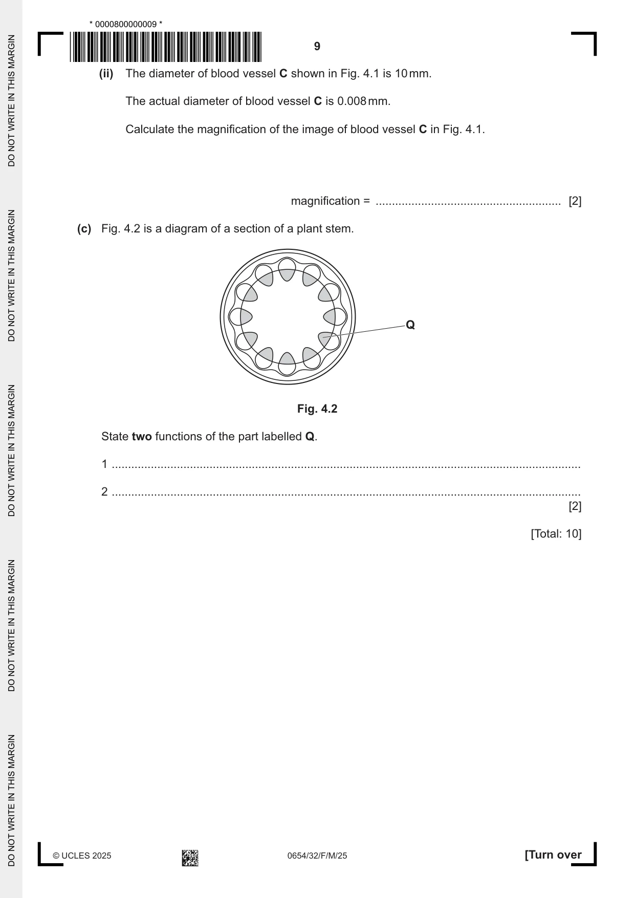 Cambridge IGCSE Sciences - Co-ordinated (Double) 0654 2025 Feb/March Paper 3 · Variant 2 question paper, page 9 of 28