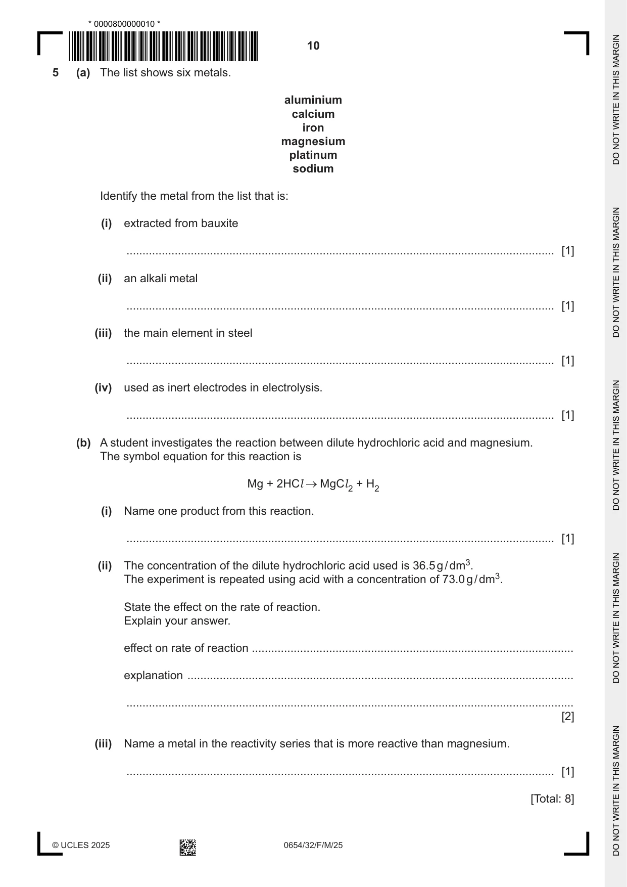 Cambridge IGCSE Sciences - Co-ordinated (Double) 0654 2025 Feb/March Paper 3 · Variant 2 question paper, page 10 of 28