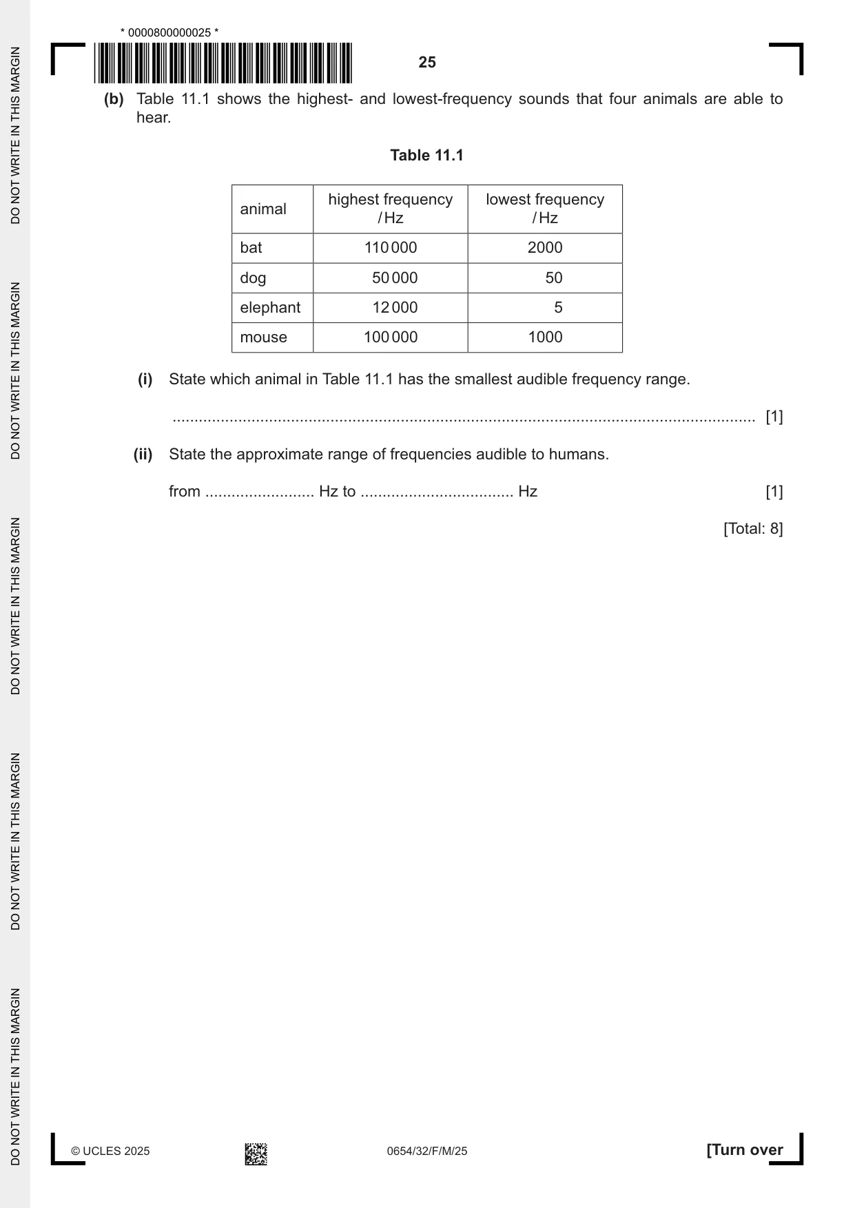 Cambridge IGCSE Sciences - Co-ordinated (Double) 0654 2025 Feb/March Paper 3 · Variant 2 question paper, page 25 of 28