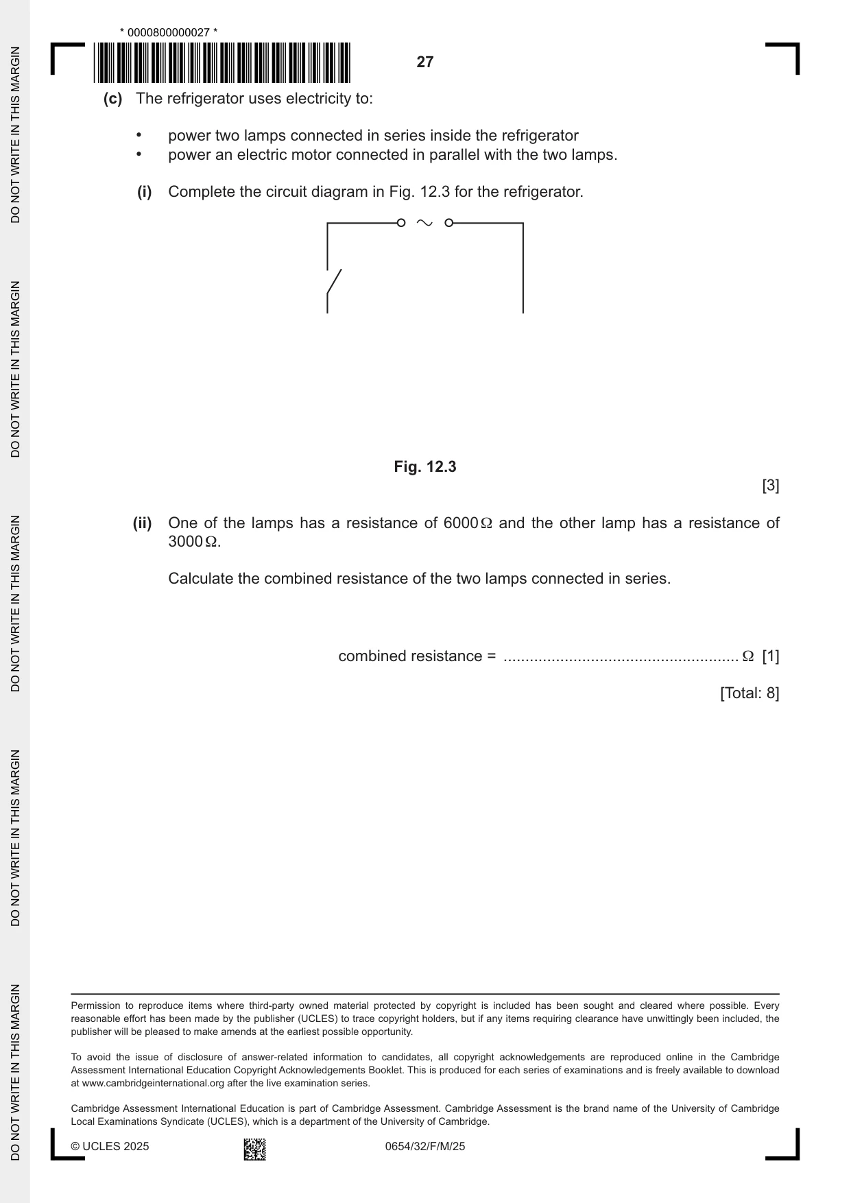 Cambridge IGCSE Sciences - Co-ordinated (Double) 0654 2025 Feb/March Paper 3 · Variant 2 question paper, page 27 of 28