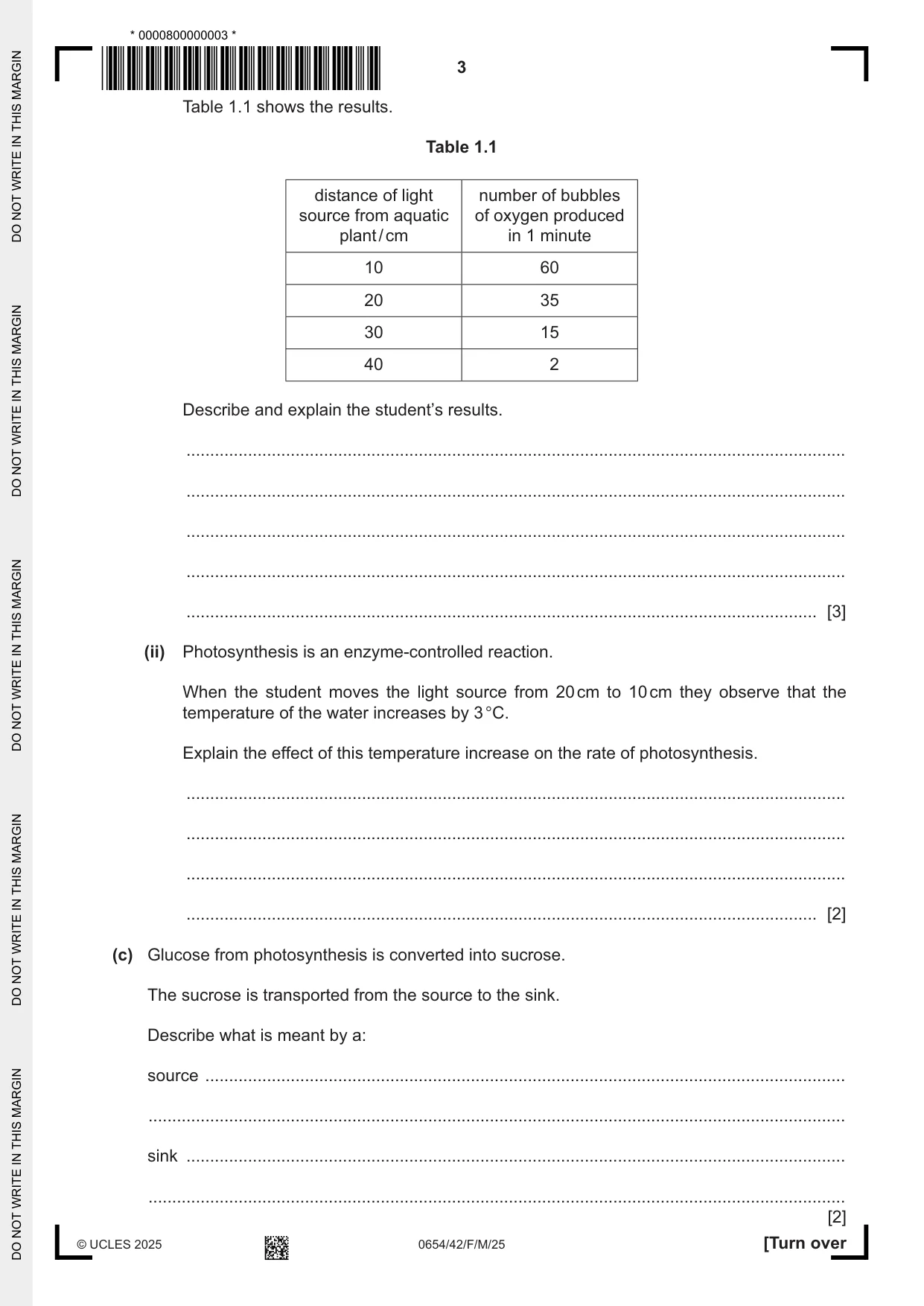 Cambridge IGCSE Sciences - Co-ordinated (Double) 0654 2025 Feb/March Paper 4 · Variant 2 question paper, page 3 of 28