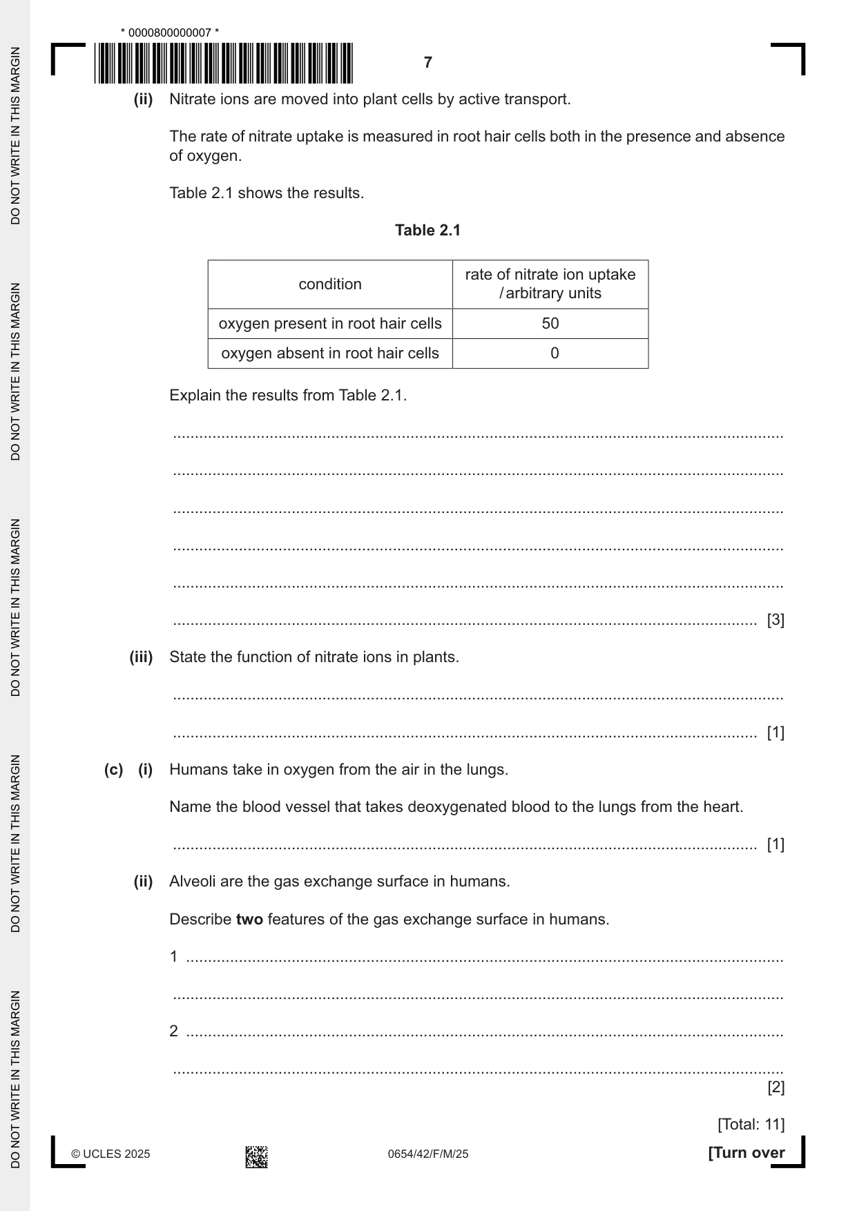 Cambridge IGCSE Sciences - Co-ordinated (Double) 0654 2025 Feb/March Paper 4 · Variant 2 question paper, page 7 of 28