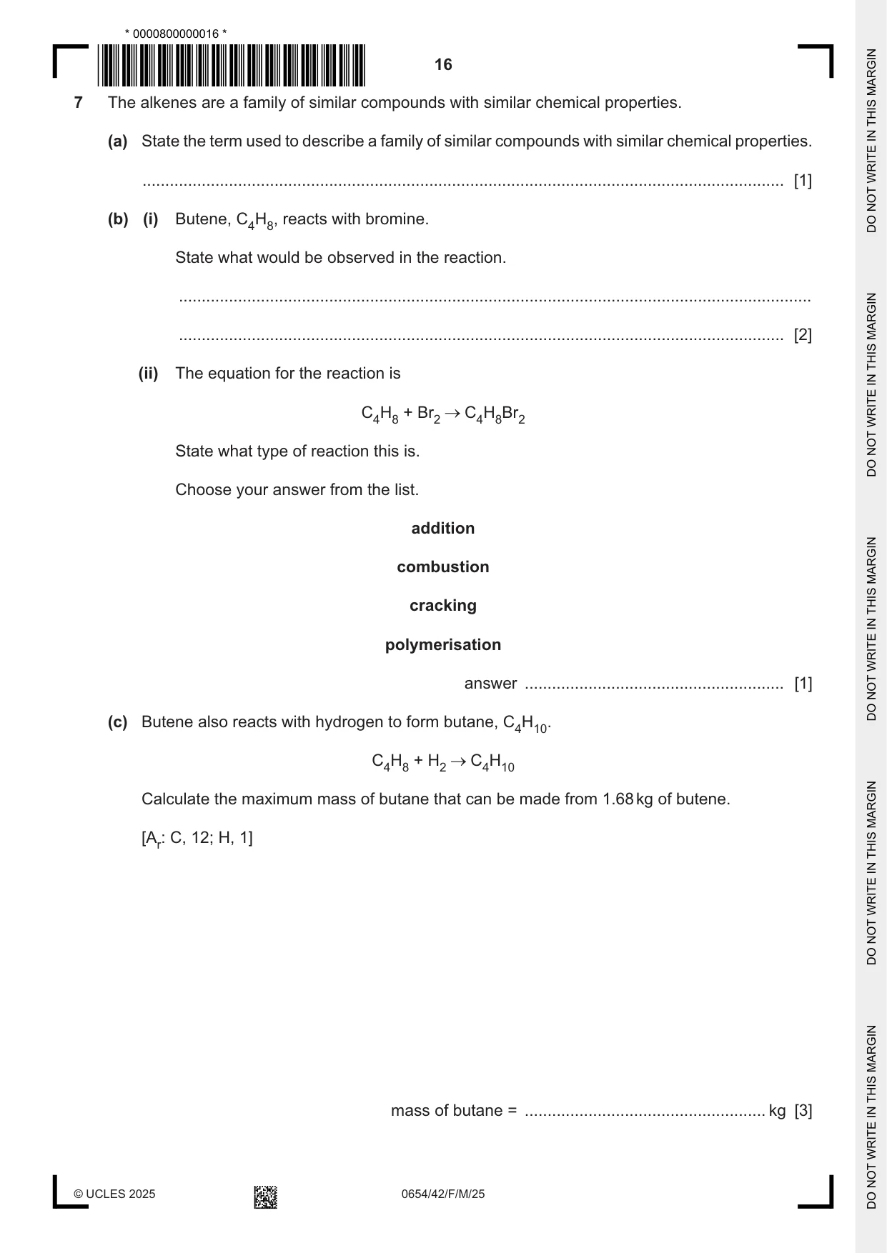 Cambridge IGCSE Sciences - Co-ordinated (Double) 0654 2025 Feb/March Paper 4 · Variant 2 question paper, page 16 of 28