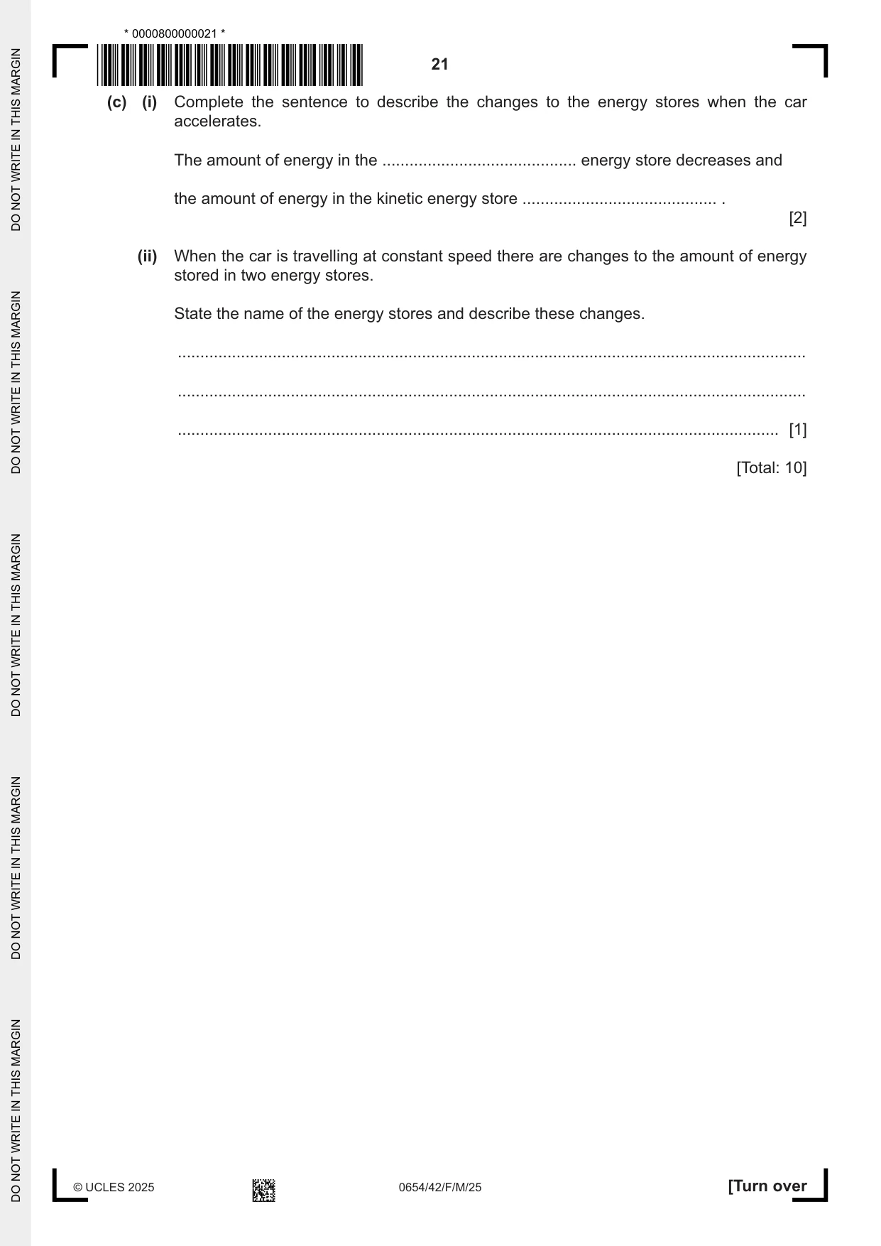 Cambridge IGCSE Sciences - Co-ordinated (Double) 0654 2025 Feb/March Paper 4 · Variant 2 question paper, page 21 of 28