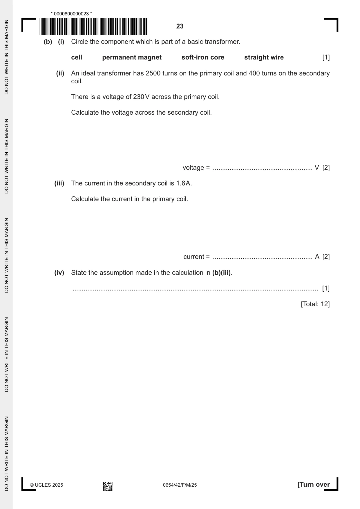 Cambridge IGCSE Sciences - Co-ordinated (Double) 0654 2025 Feb/March Paper 4 · Variant 2 question paper, page 23 of 28
