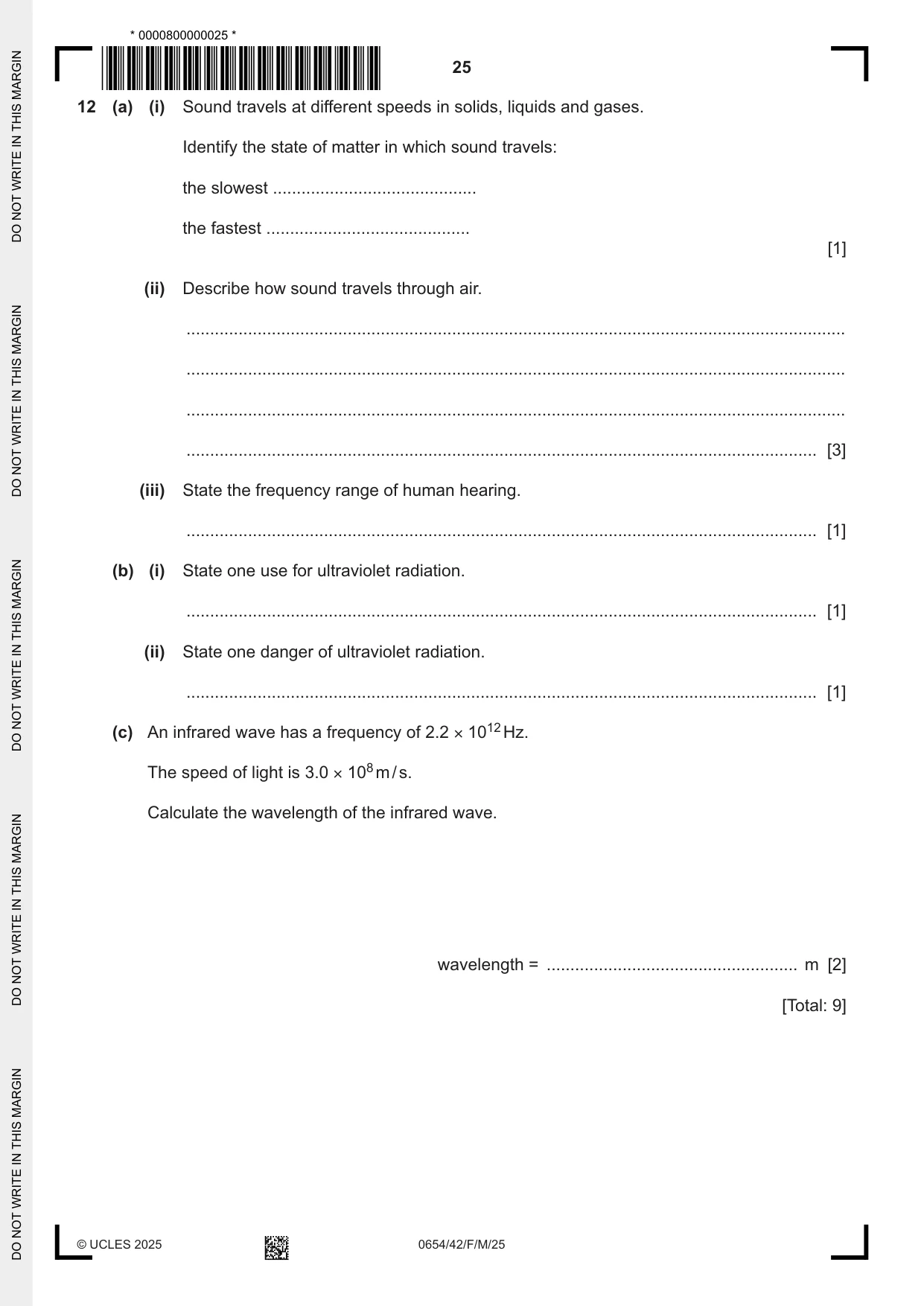 Cambridge IGCSE Sciences - Co-ordinated (Double) 0654 2025 Feb/March Paper 4 · Variant 2 question paper, page 25 of 28