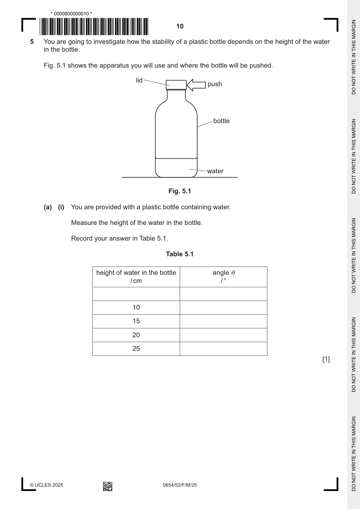 Cambridge IGCSE Sciences - Co-ordinated (Double) 0654 2025 Feb/March Paper 5 · Variant 2 question paper, page 10 of 16