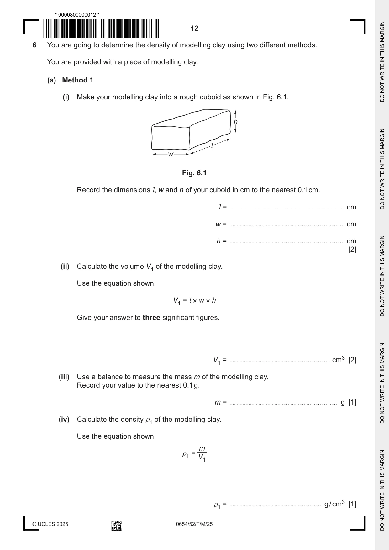 Cambridge IGCSE Sciences - Co-ordinated (Double) 0654 2025 Feb/March Paper 5 · Variant 2 question paper, page 12 of 16