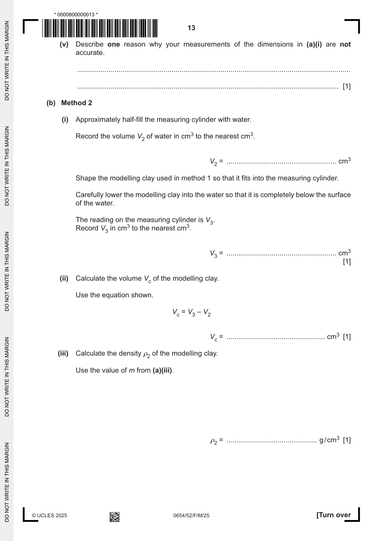 Cambridge IGCSE Sciences - Co-ordinated (Double) 0654 2025 Feb/March Paper 5 · Variant 2 question paper, page 13 of 16