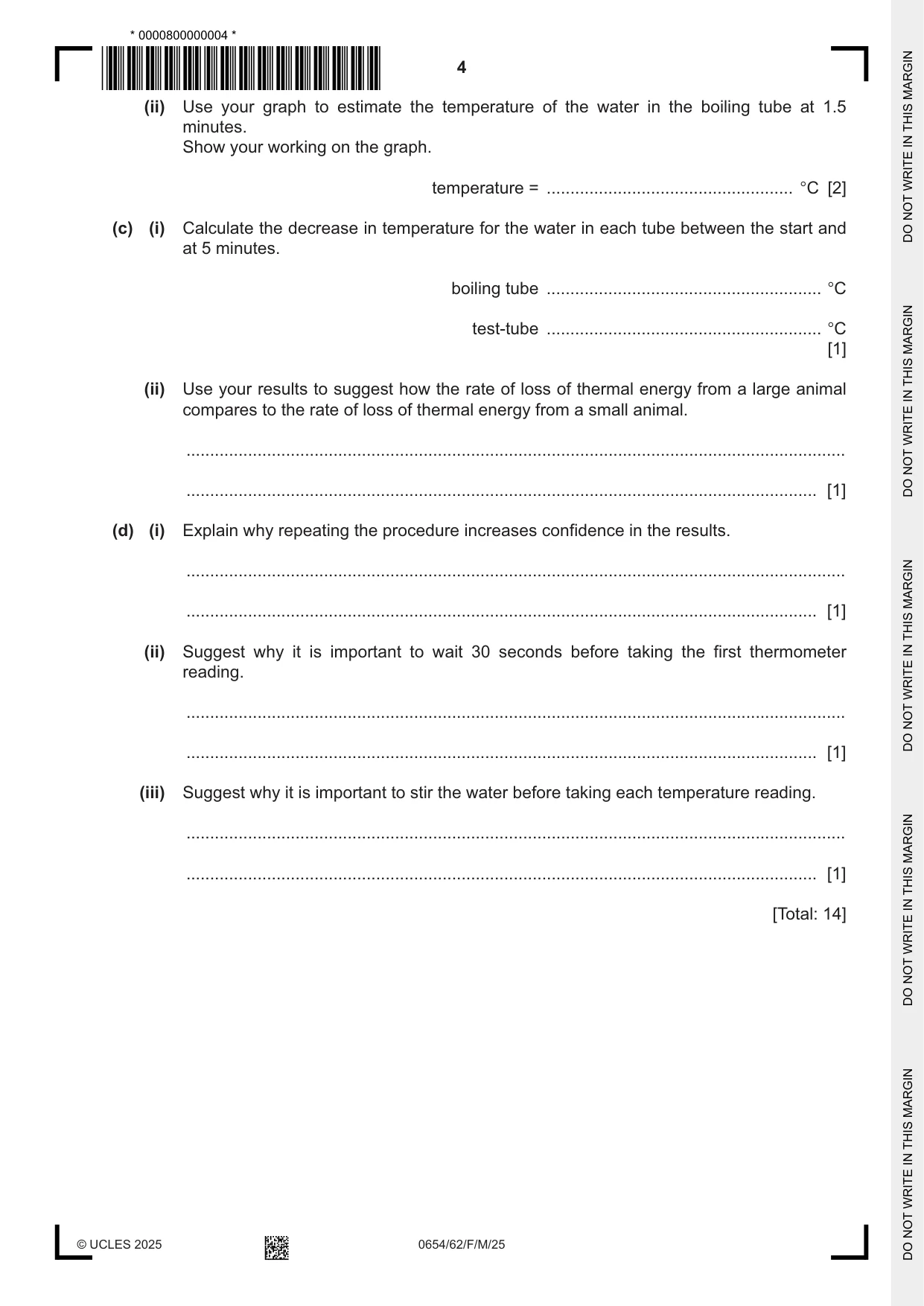 Cambridge IGCSE Sciences - Co-ordinated (Double) 0654 2025 Feb/March Paper 6 · Variant 2 question paper, page 4 of 20