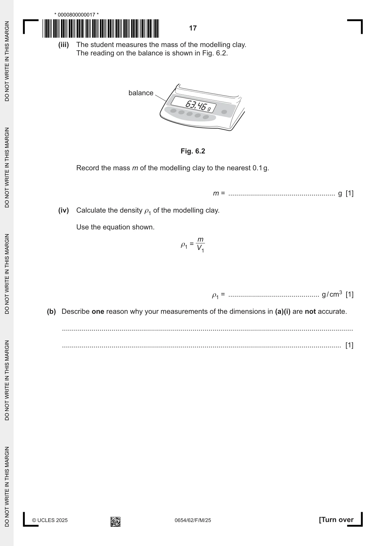 Cambridge IGCSE Sciences - Co-ordinated (Double) 0654 2025 Feb/March Paper 6 · Variant 2 question paper, page 17 of 20