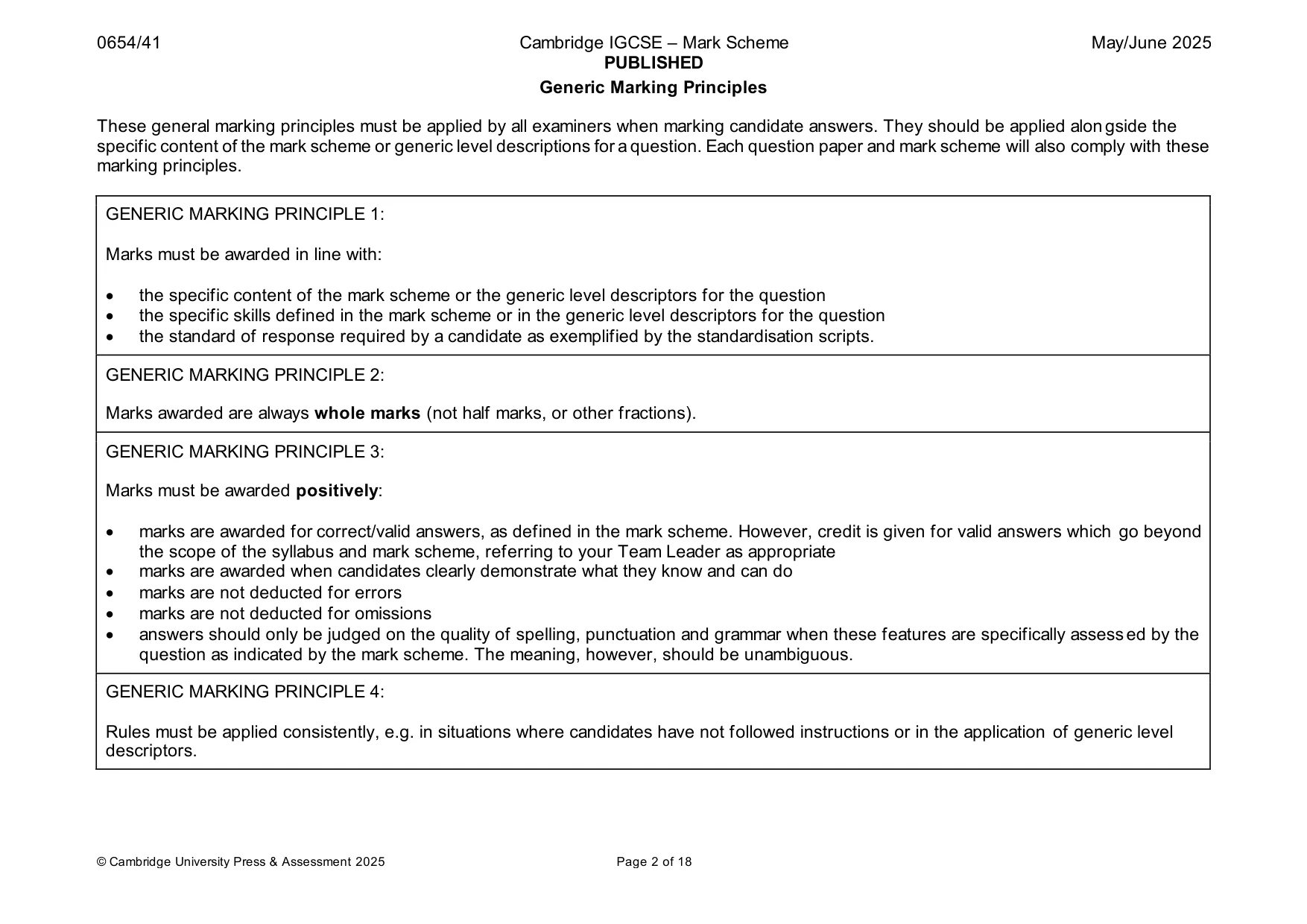 Mark scheme, page 2 of 18