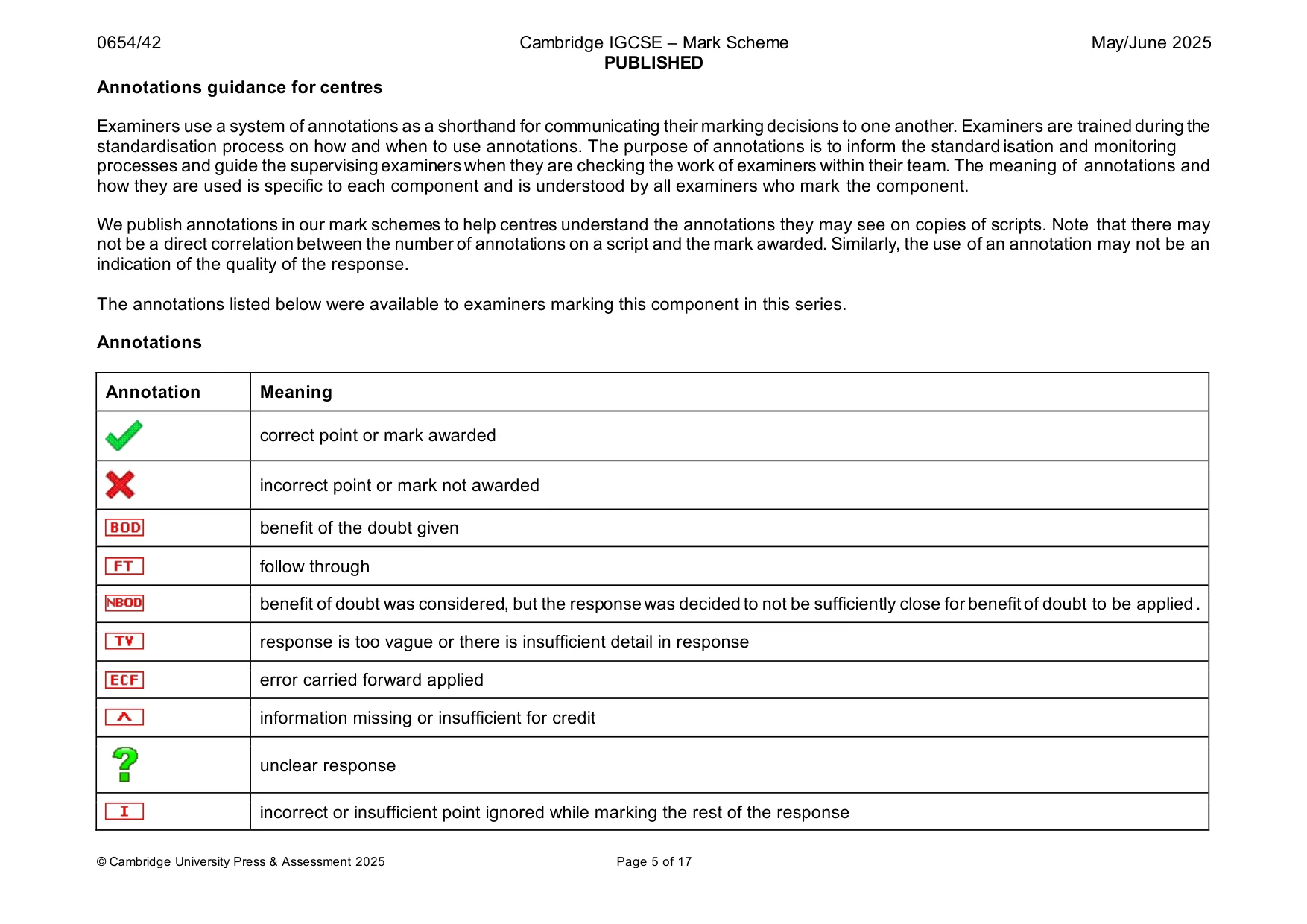 Mark scheme, page 5 of 17
