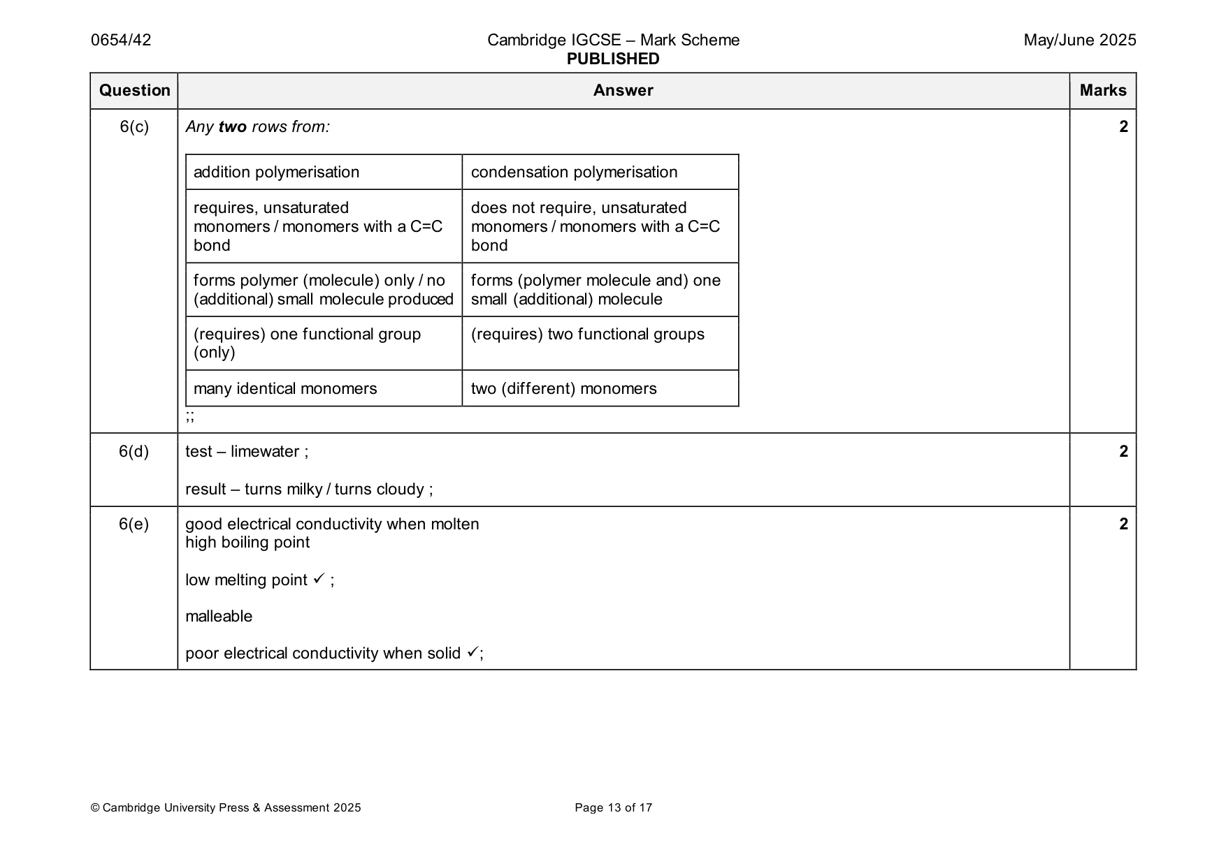 Mark scheme, page 13 of 17
