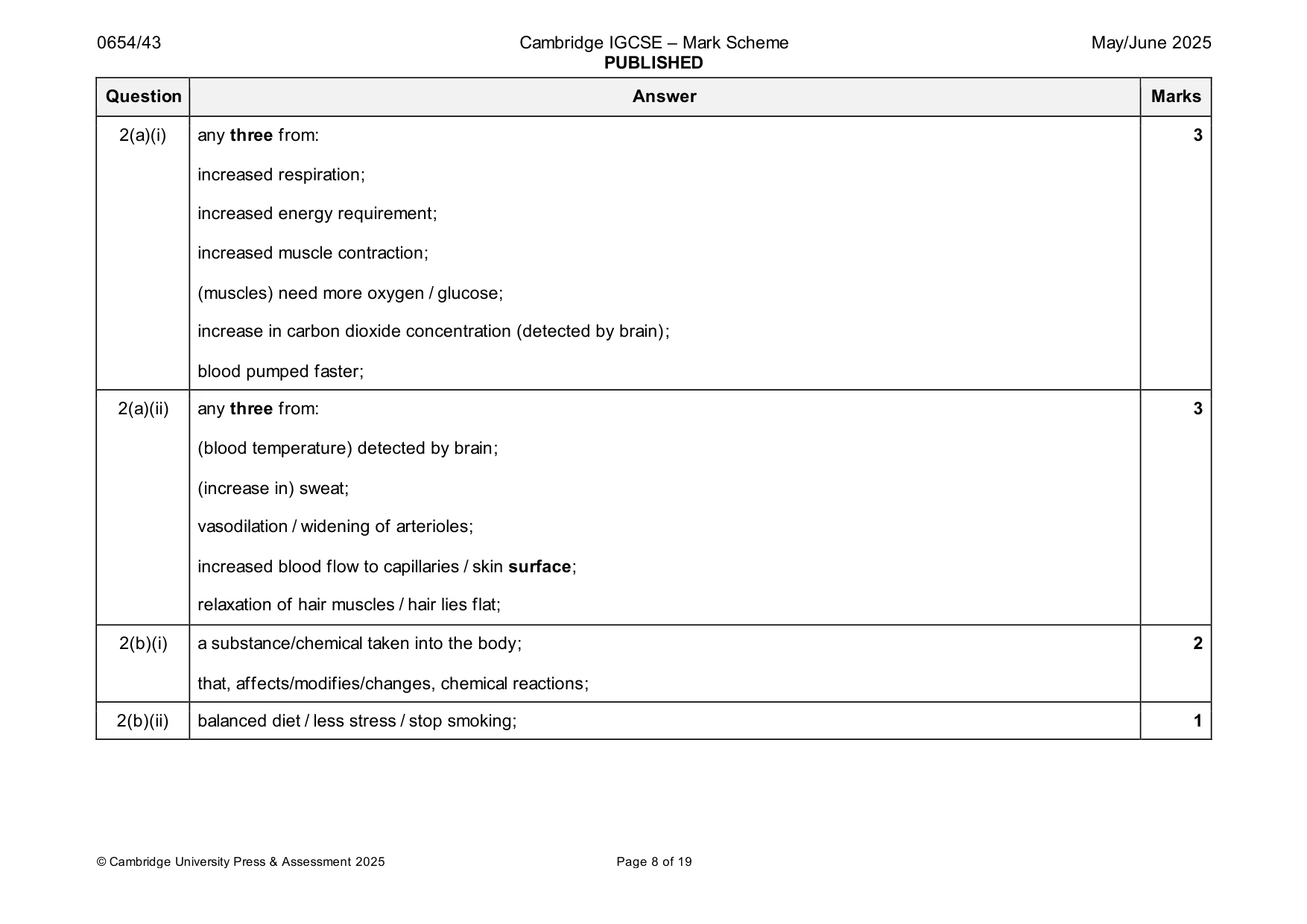 Mark scheme, page 8 of 19