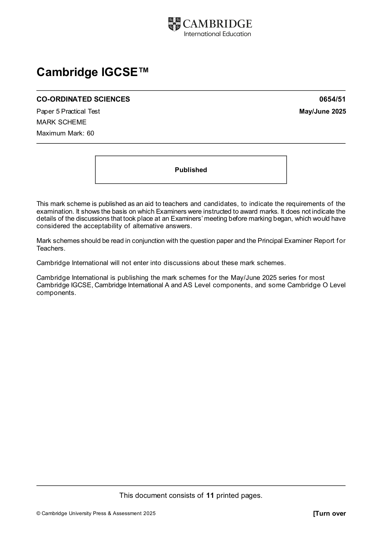 Mark scheme, page 1 of 11
