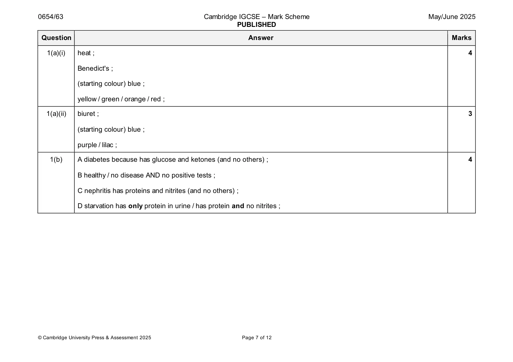 Mark scheme, page 7 of 12