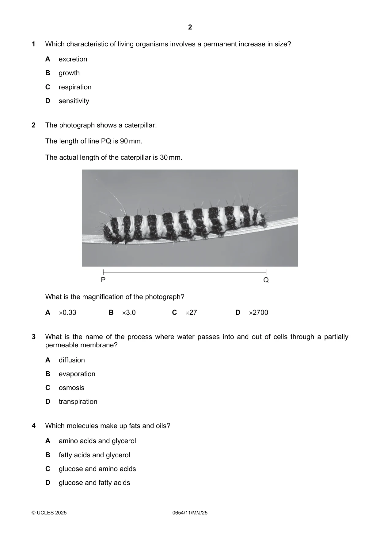Cambridge IGCSE Sciences - Co-ordinated (Double) 0654 2025 May/June Paper 1 · Variant 1 question paper, page 2 of 16