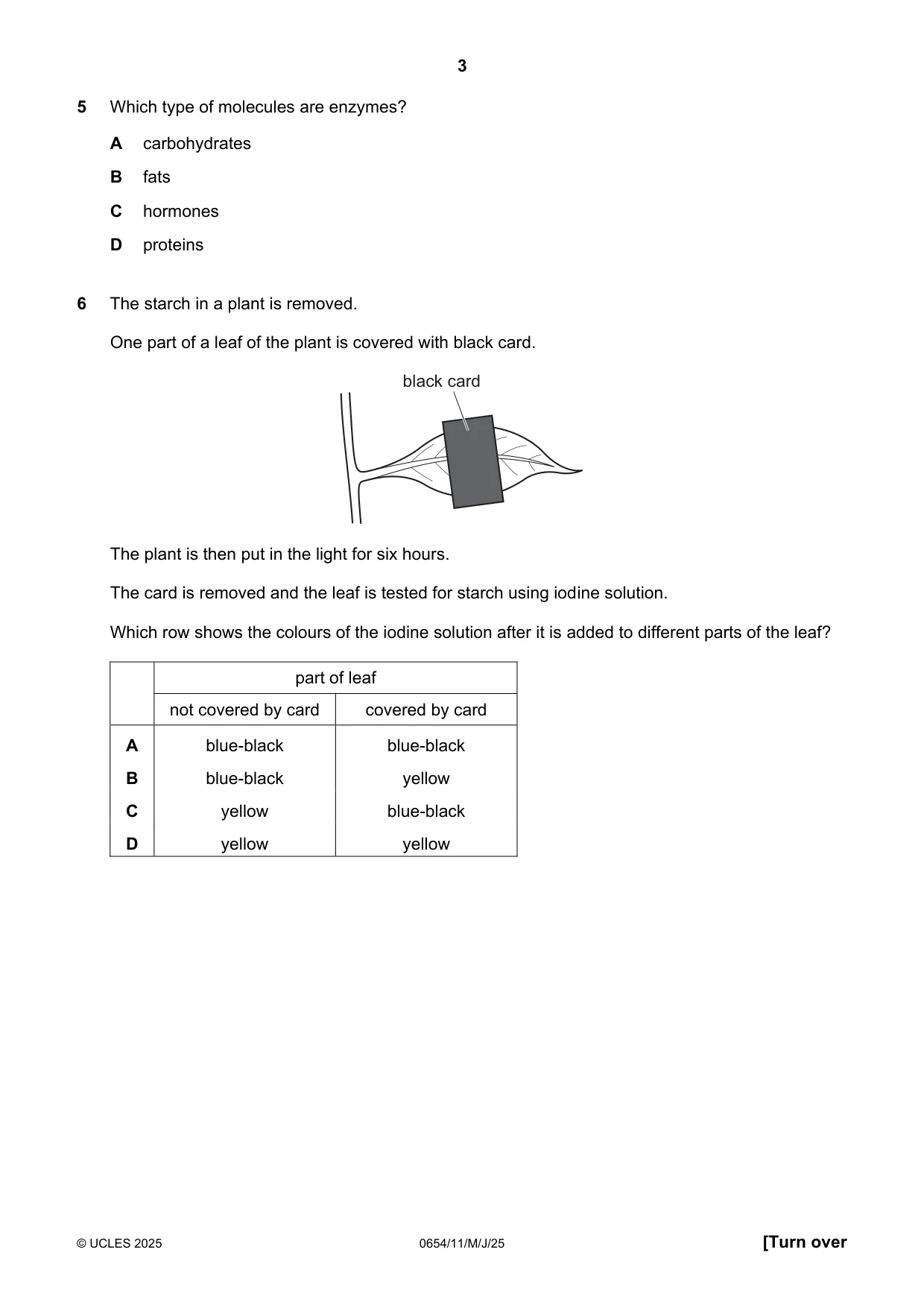 Cambridge IGCSE Sciences - Co-ordinated (Double) 0654 2025 May/June Paper 1 · Variant 1 question paper, page 3 of 16
