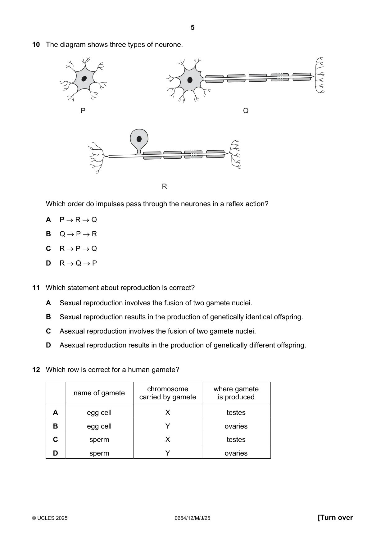 Cambridge IGCSE Sciences - Co-ordinated (Double) 0654 2025 May/June Paper 1 · Variant 2 question paper, page 5 of 16