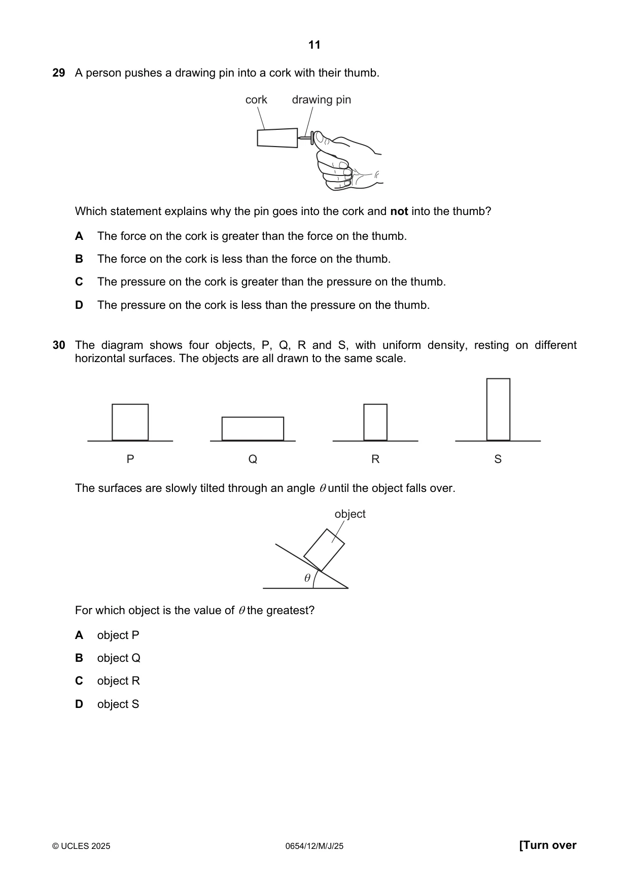 Cambridge IGCSE Sciences - Co-ordinated (Double) 0654 2025 May/June Paper 1 · Variant 2 question paper, page 11 of 16