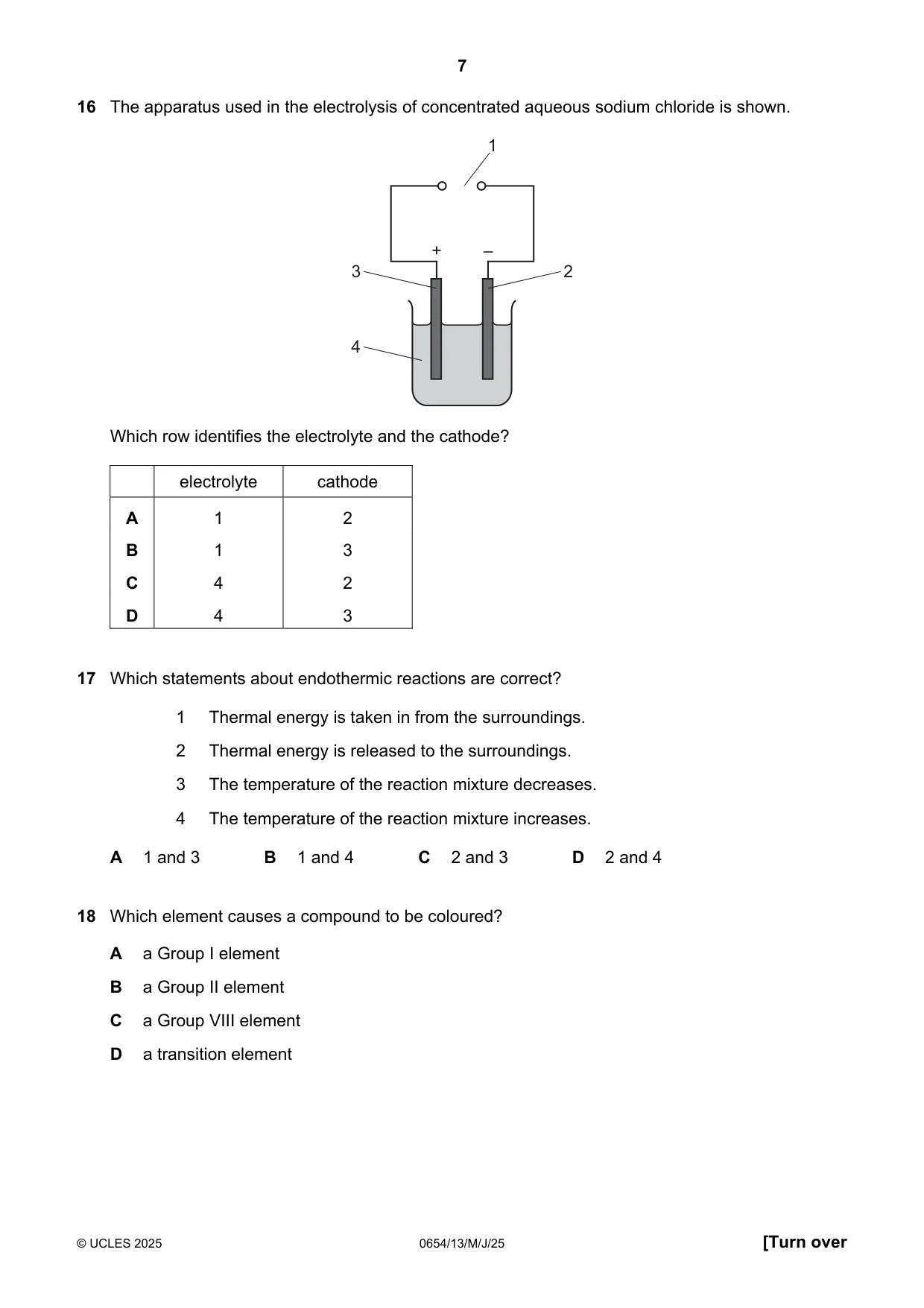 Cambridge IGCSE Sciences - Co-ordinated (Double) 0654 2025 May/June Paper 1 · Variant 3 question paper, page 7 of 16