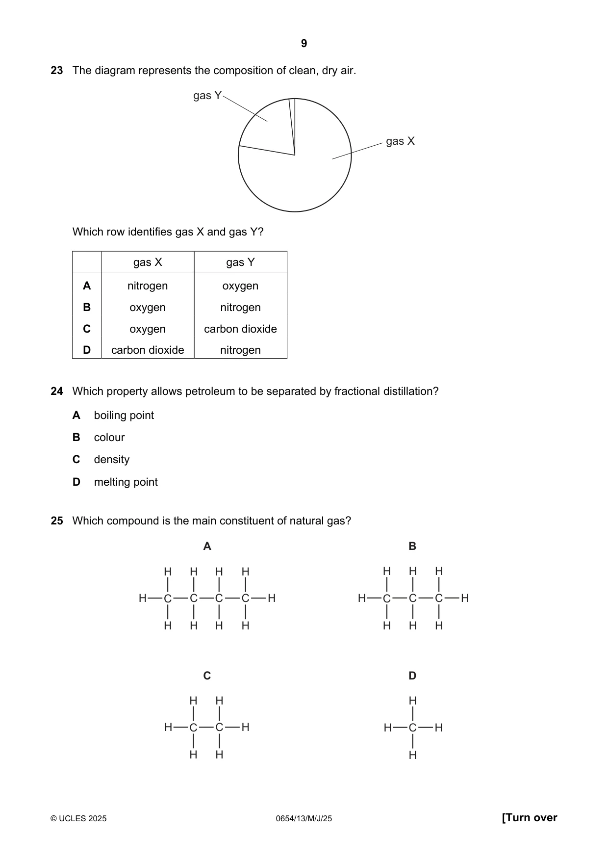 Cambridge IGCSE Sciences - Co-ordinated (Double) 0654 2025 May/June Paper 1 · Variant 3 question paper, page 9 of 16
