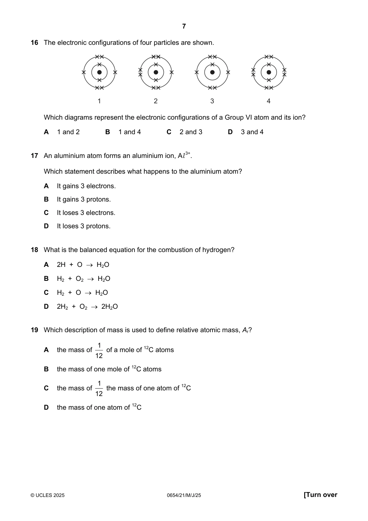 Cambridge IGCSE Sciences - Co-ordinated (Double) 0654 2025 May/June Paper 2 · Variant 1 question paper, page 7 of 16