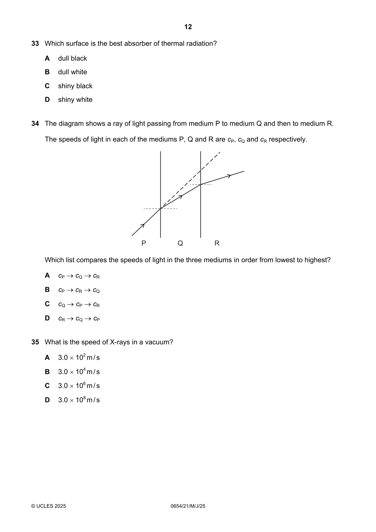 Cambridge IGCSE Sciences - Co-ordinated (Double) 0654 2025 May/June Paper 2 · Variant 1 question paper, page 12 of 16