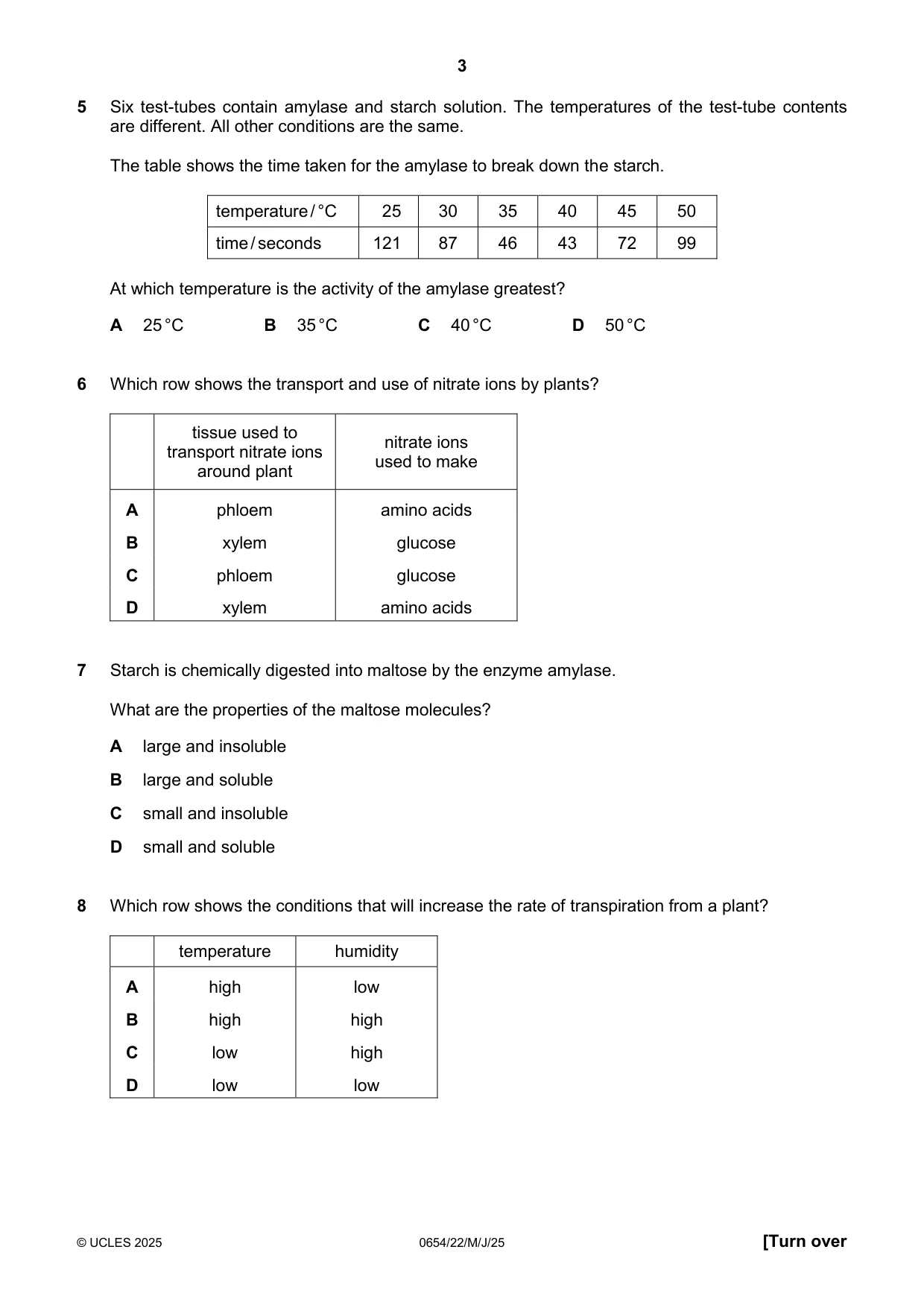 Cambridge IGCSE Sciences - Co-ordinated (Double) 0654 2025 May/June Paper 2 · Variant 2 question paper, page 3 of 16