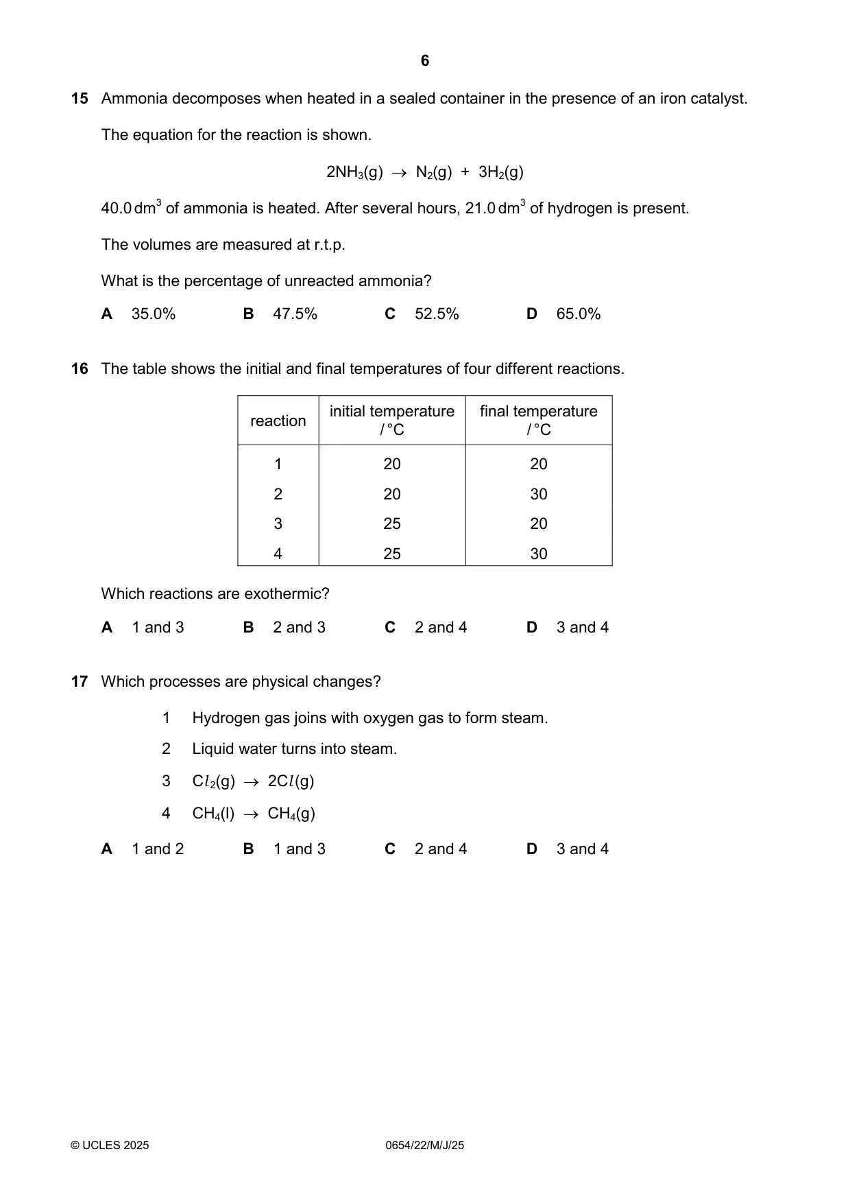 Cambridge IGCSE Sciences - Co-ordinated (Double) 0654 2025 May/June Paper 2 · Variant 2 question paper, page 6 of 16