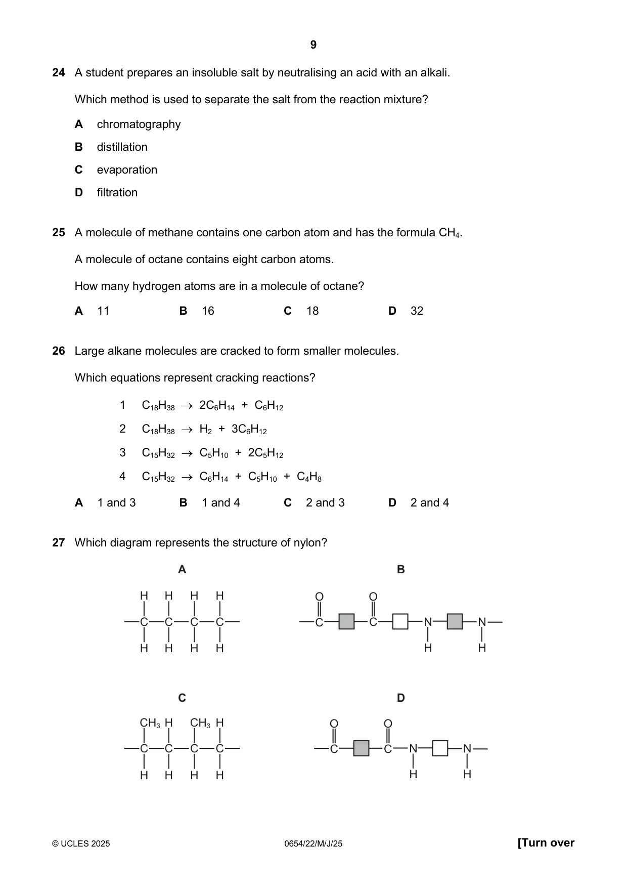 Cambridge IGCSE Sciences - Co-ordinated (Double) 0654 2025 May/June Paper 2 · Variant 2 question paper, page 9 of 16