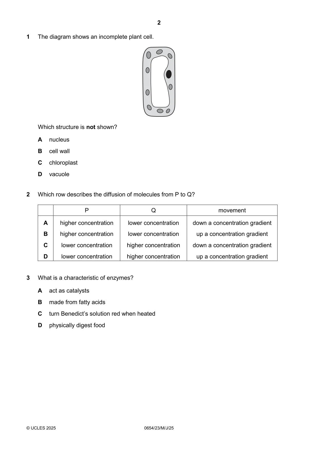 Cambridge IGCSE Sciences - Co-ordinated (Double) 0654 2025 May/June Paper 2 · Variant 3 question paper, page 2 of 16