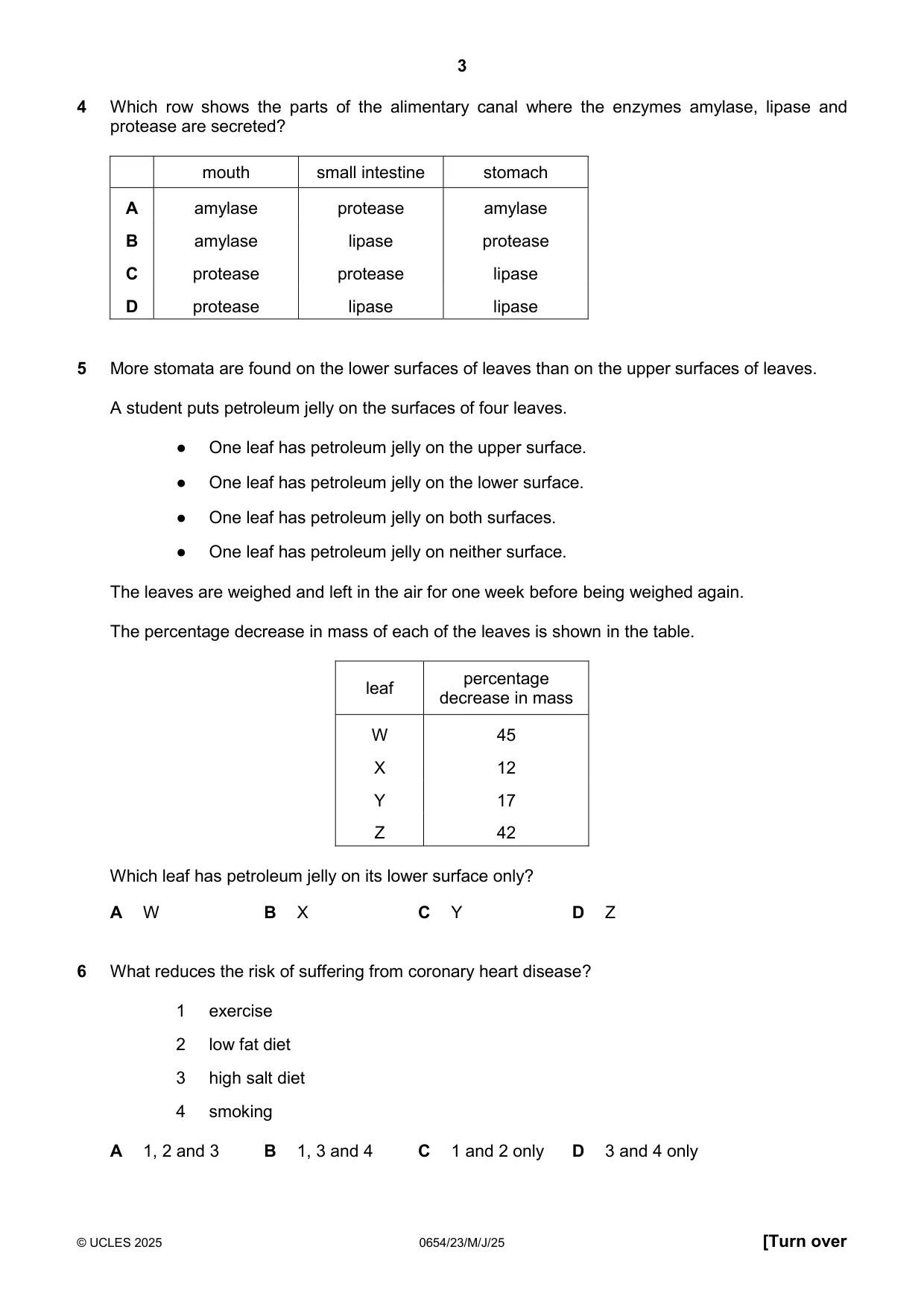 Cambridge IGCSE Sciences - Co-ordinated (Double) 0654 2025 May/June Paper 2 · Variant 3 question paper, page 3 of 16