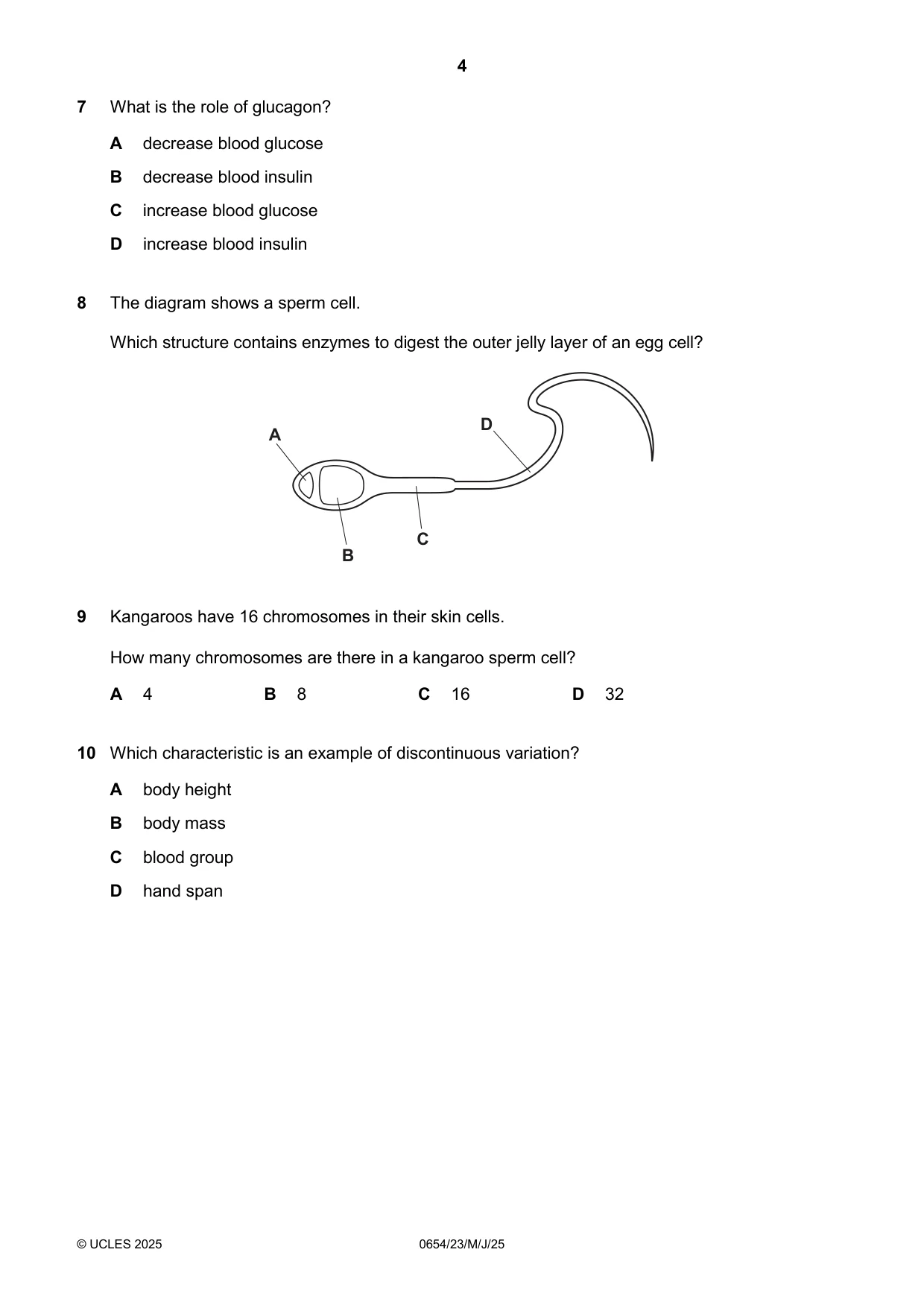 Cambridge IGCSE Sciences - Co-ordinated (Double) 0654 2025 May/June Paper 2 · Variant 3 question paper, page 4 of 16