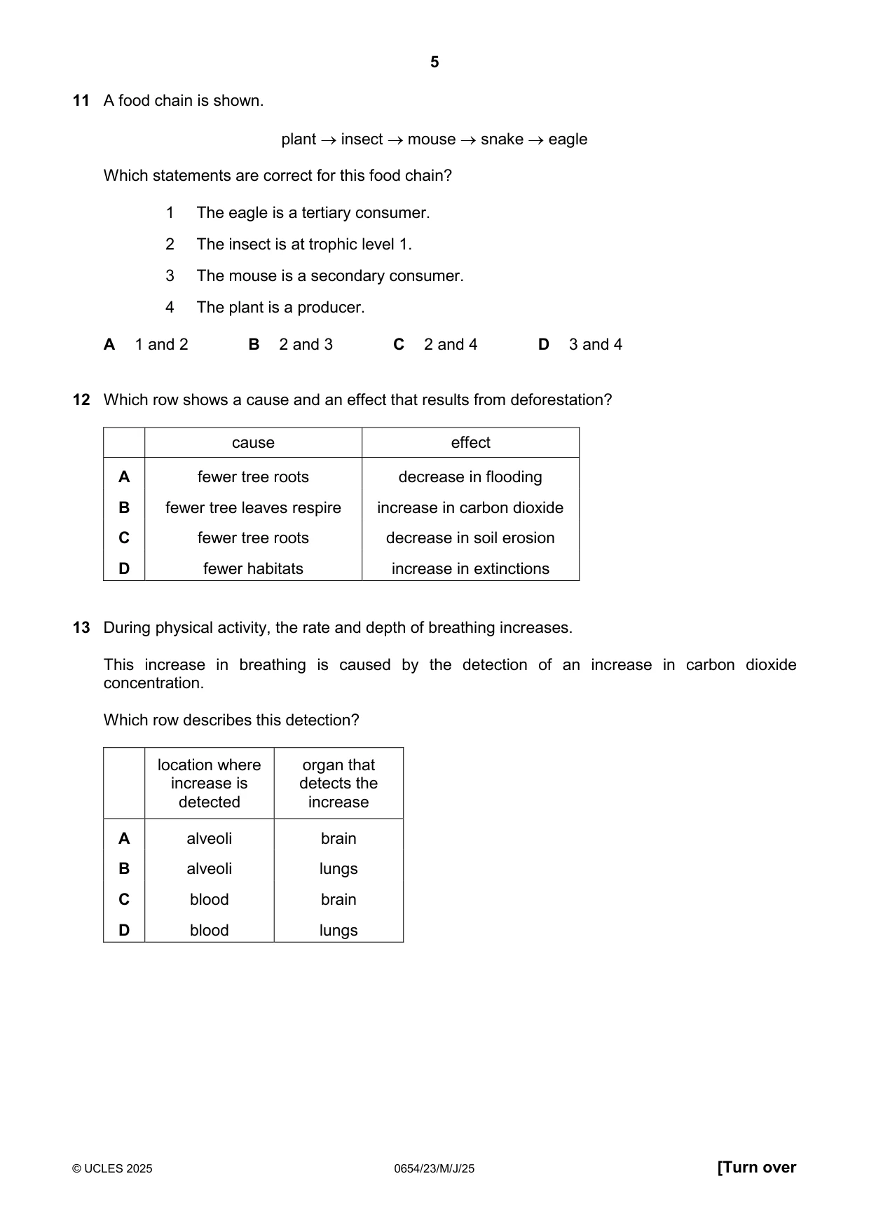 Cambridge IGCSE Sciences - Co-ordinated (Double) 0654 2025 May/June Paper 2 · Variant 3 question paper, page 5 of 16
