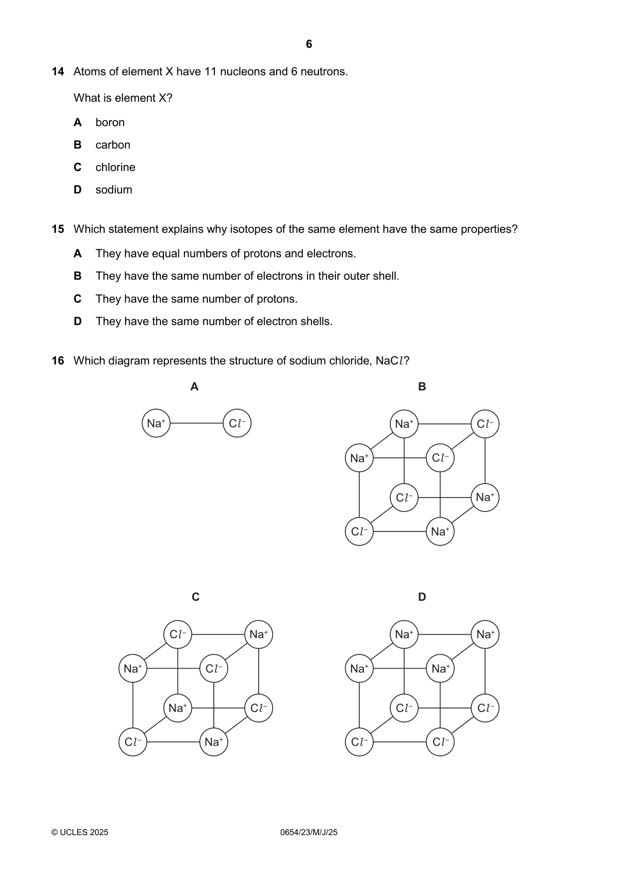 Cambridge IGCSE Sciences - Co-ordinated (Double) 0654 2025 May/June Paper 2 · Variant 3 question paper, page 6 of 16