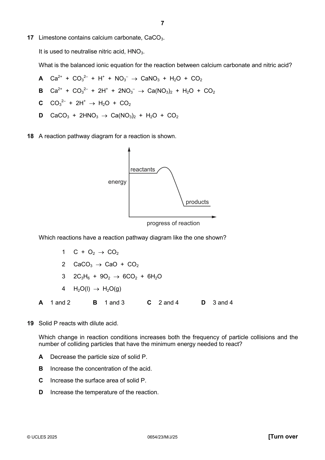 Cambridge IGCSE Sciences - Co-ordinated (Double) 0654 2025 May/June Paper 2 · Variant 3 question paper, page 7 of 16