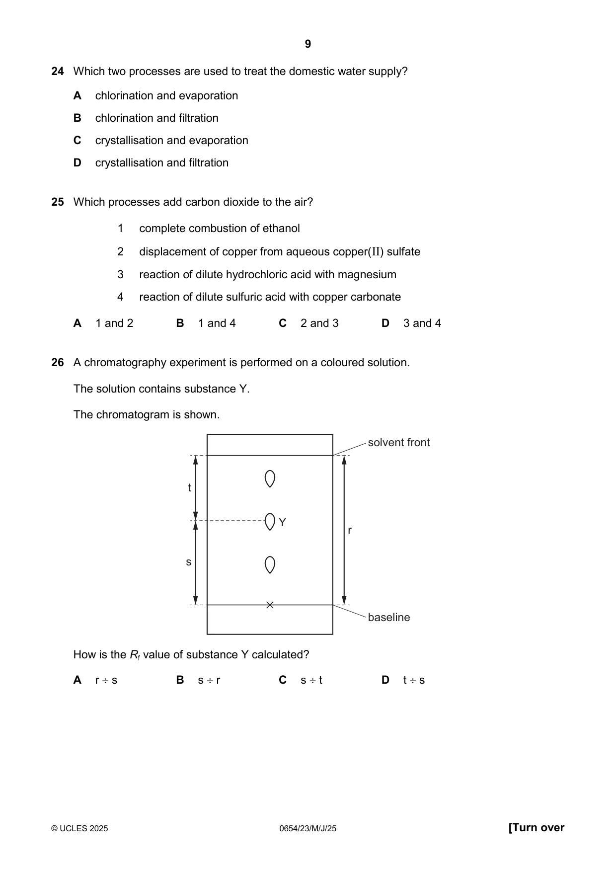 Cambridge IGCSE Sciences - Co-ordinated (Double) 0654 2025 May/June Paper 2 · Variant 3 question paper, page 9 of 16