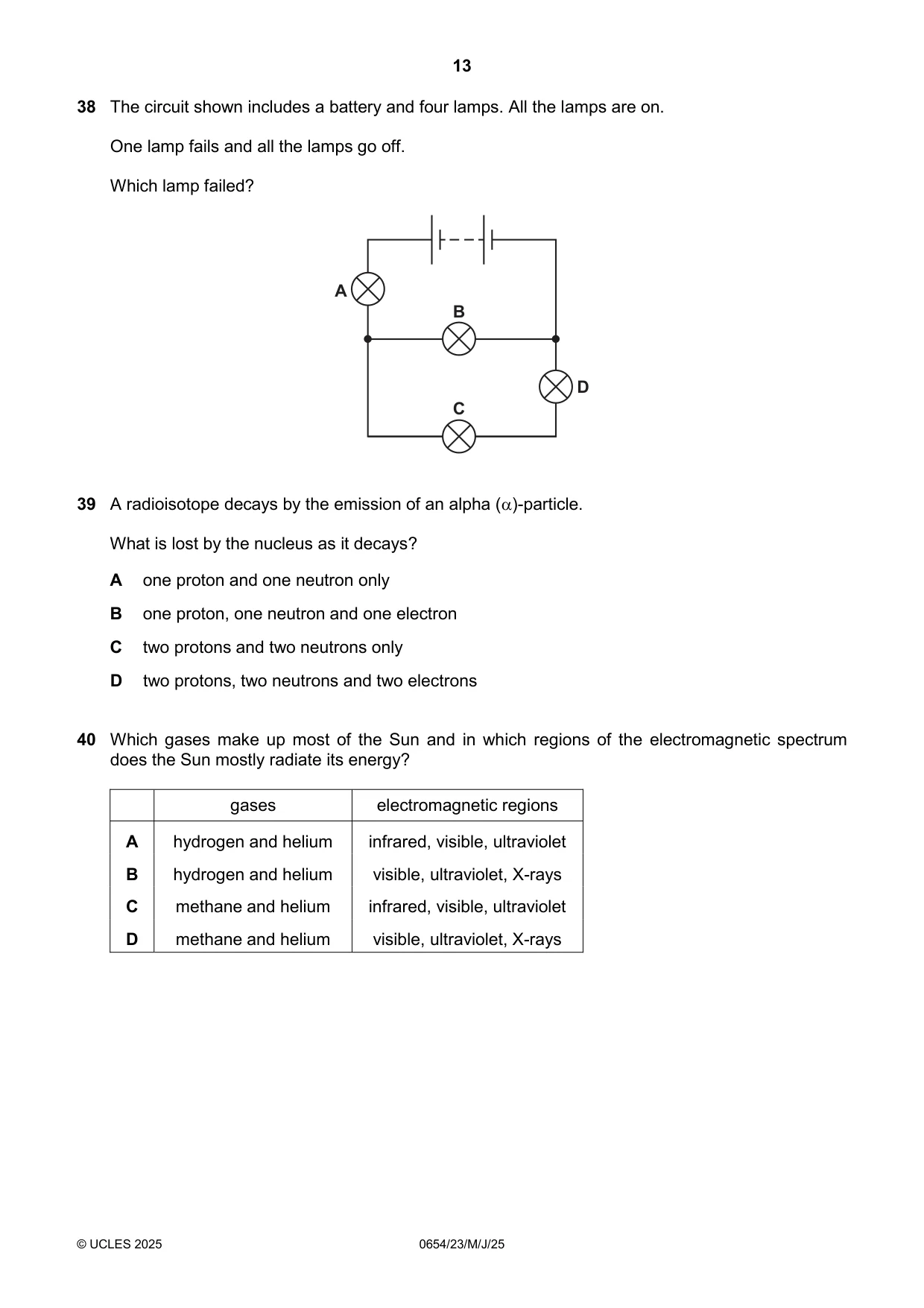 Cambridge IGCSE Sciences - Co-ordinated (Double) 0654 2025 May/June Paper 2 · Variant 3 question paper, page 13 of 16