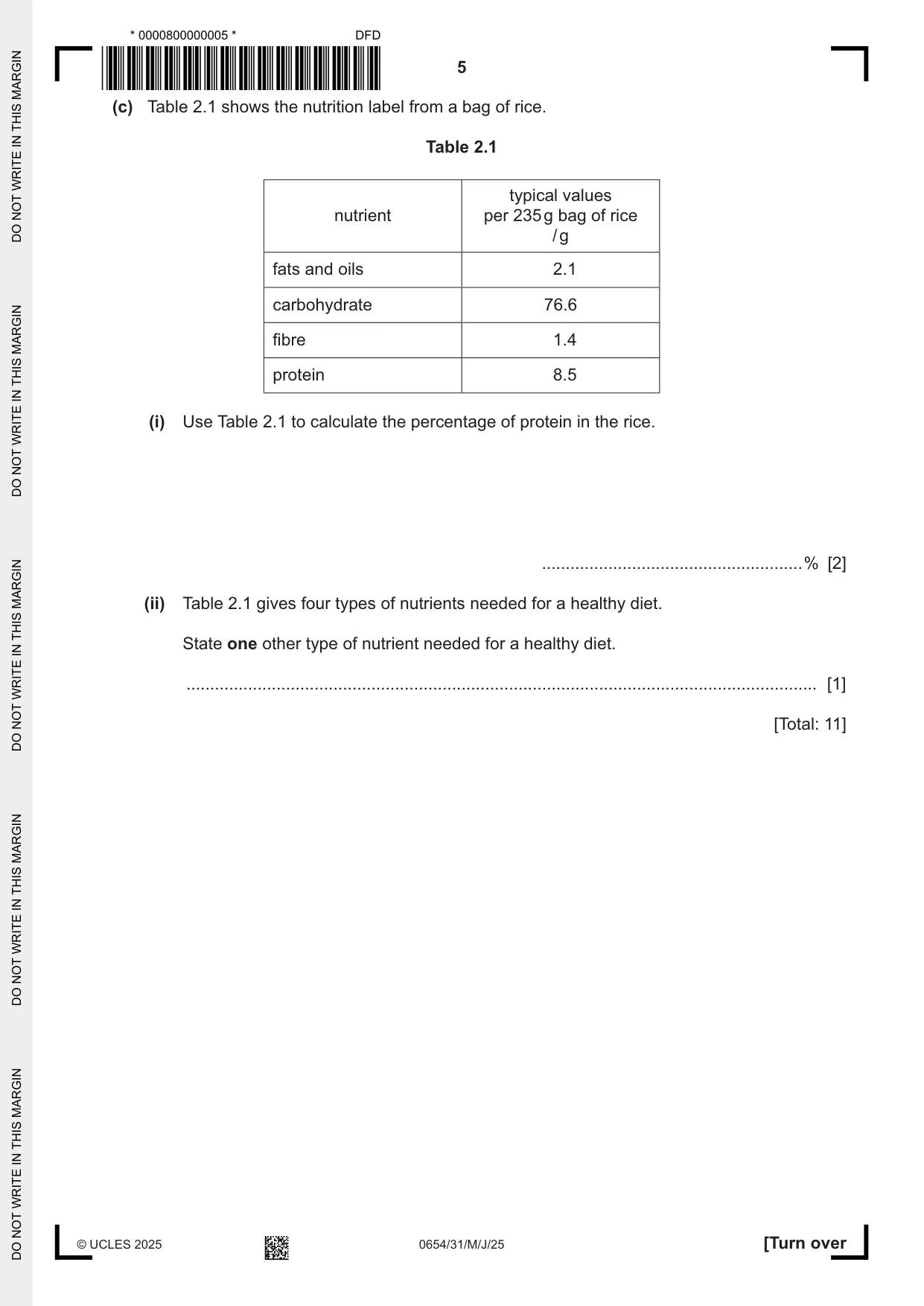 Cambridge IGCSE Sciences - Co-ordinated (Double) 0654 2025 May/June Paper 3 · Variant 1 question paper, page 5 of 28