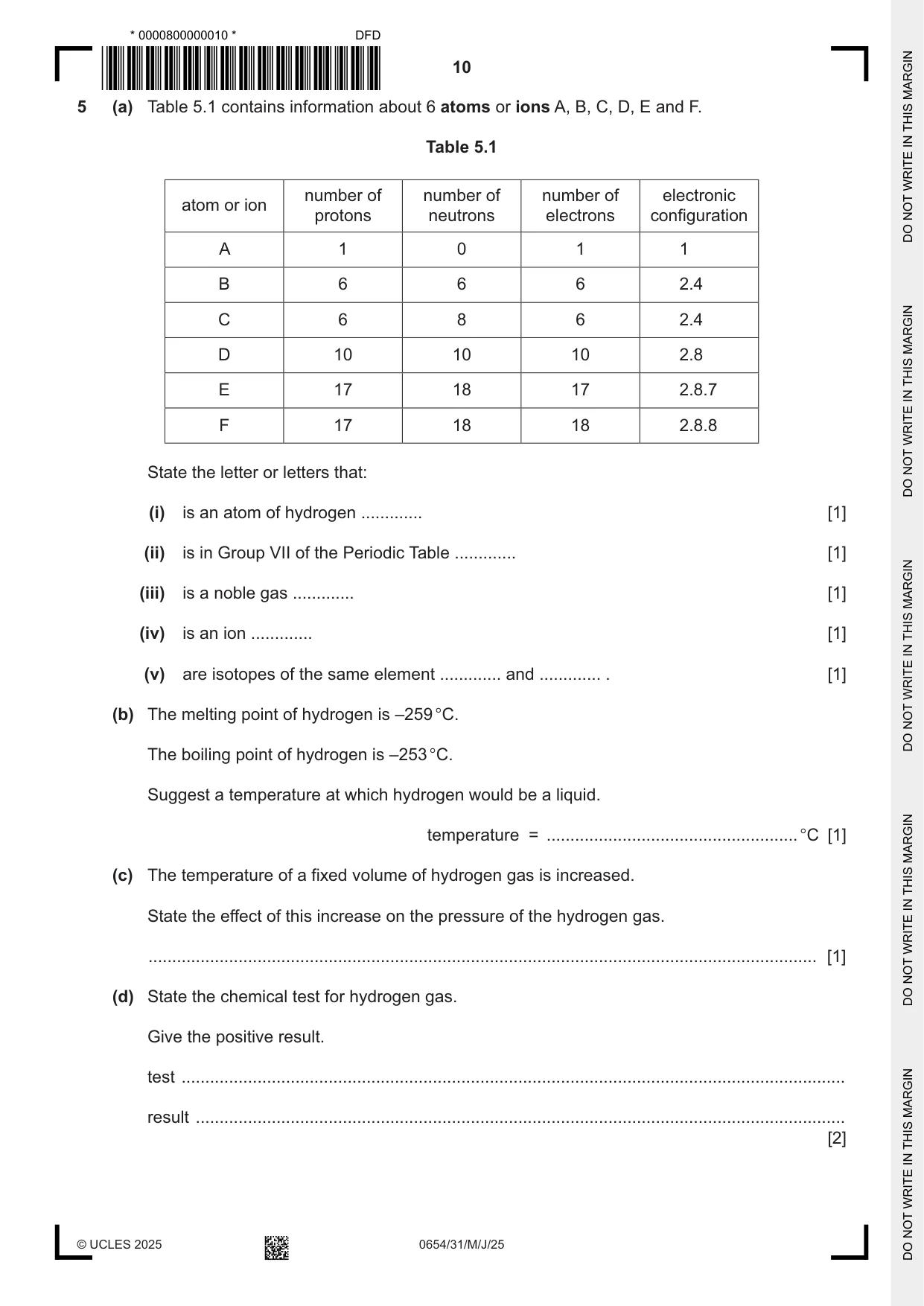 Cambridge IGCSE Sciences - Co-ordinated (Double) 0654 2025 May/June Paper 3 · Variant 1 question paper, page 10 of 28