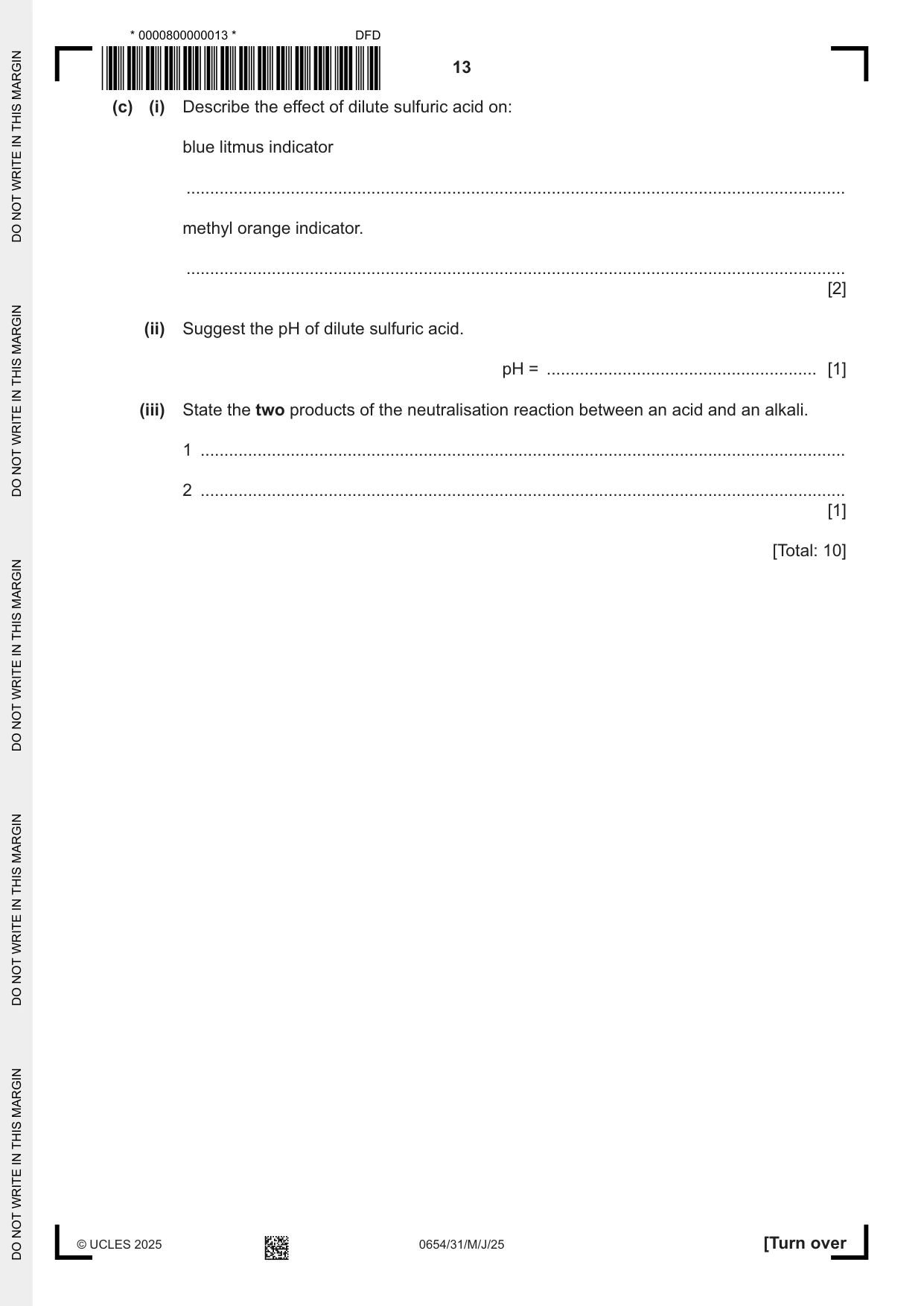 Cambridge IGCSE Sciences - Co-ordinated (Double) 0654 2025 May/June Paper 3 · Variant 1 question paper, page 13 of 28