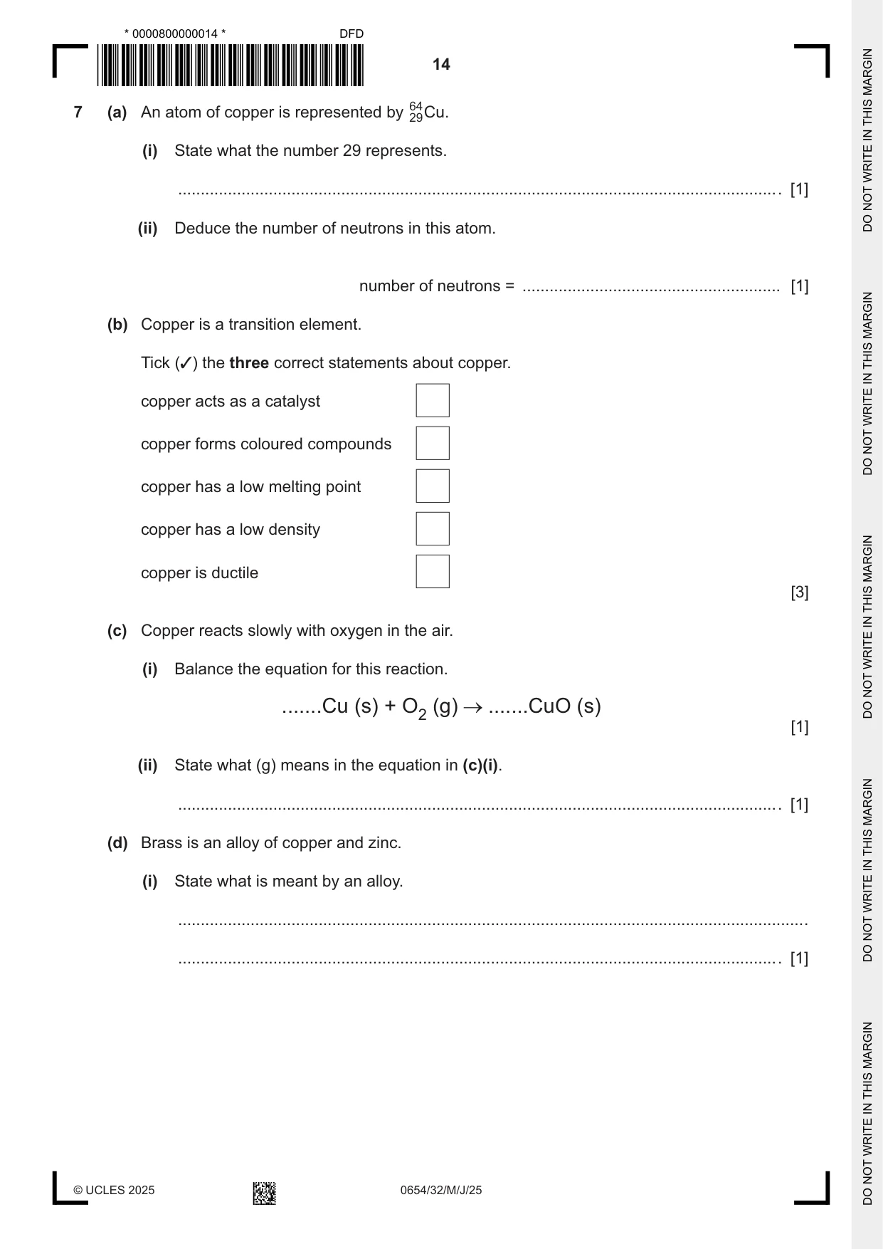 Cambridge IGCSE Sciences - Co-ordinated (Double) 0654 2025 May/June Paper 3 · Variant 2 question paper, page 14 of 28