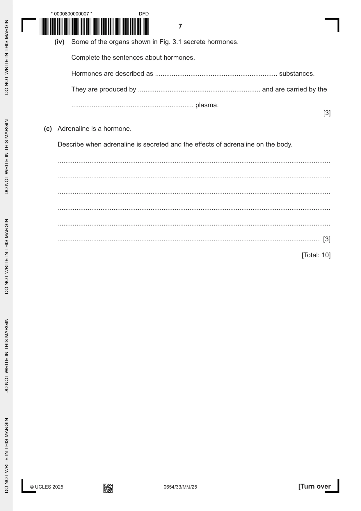 Cambridge IGCSE Sciences - Co-ordinated (Double) 0654 2025 May/June Paper 3 · Variant 3 question paper, page 7 of 28