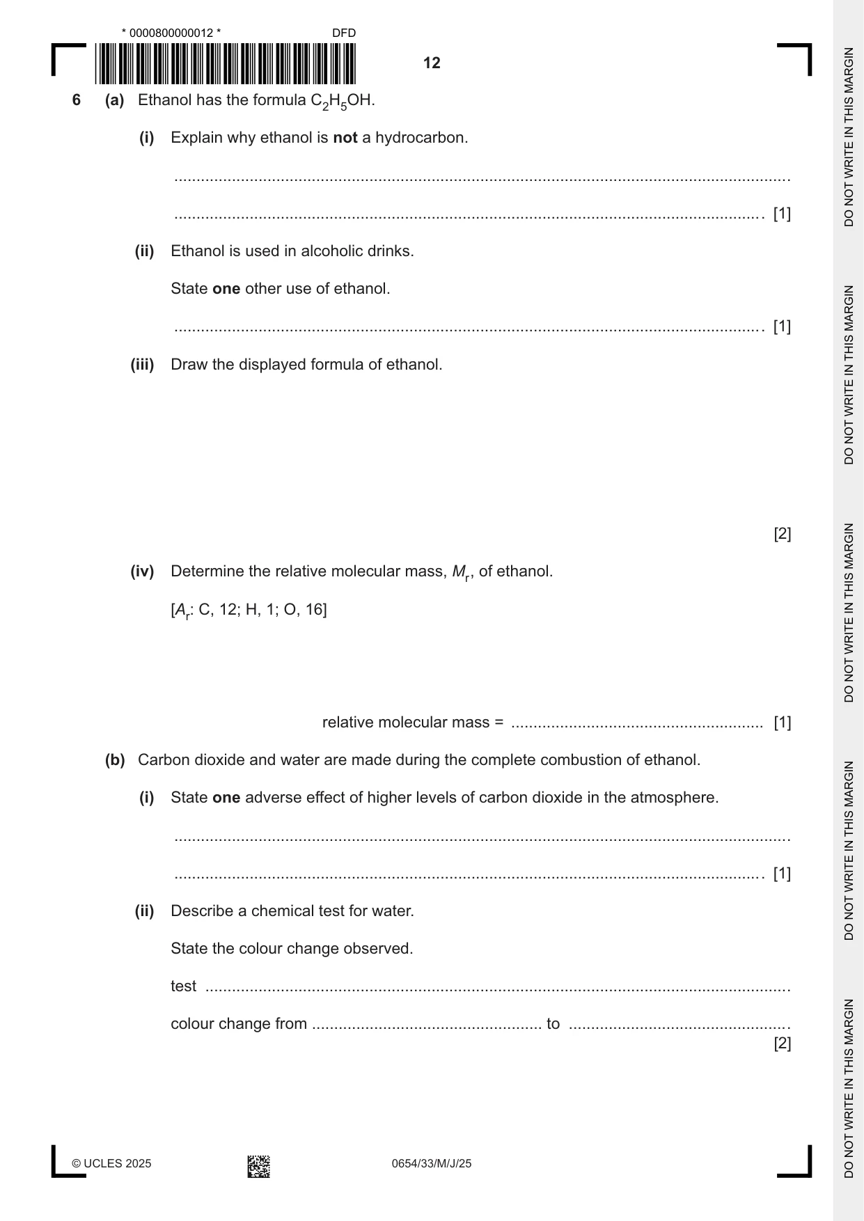 Cambridge IGCSE Sciences - Co-ordinated (Double) 0654 2025 May/June Paper 3 · Variant 3 question paper, page 12 of 28